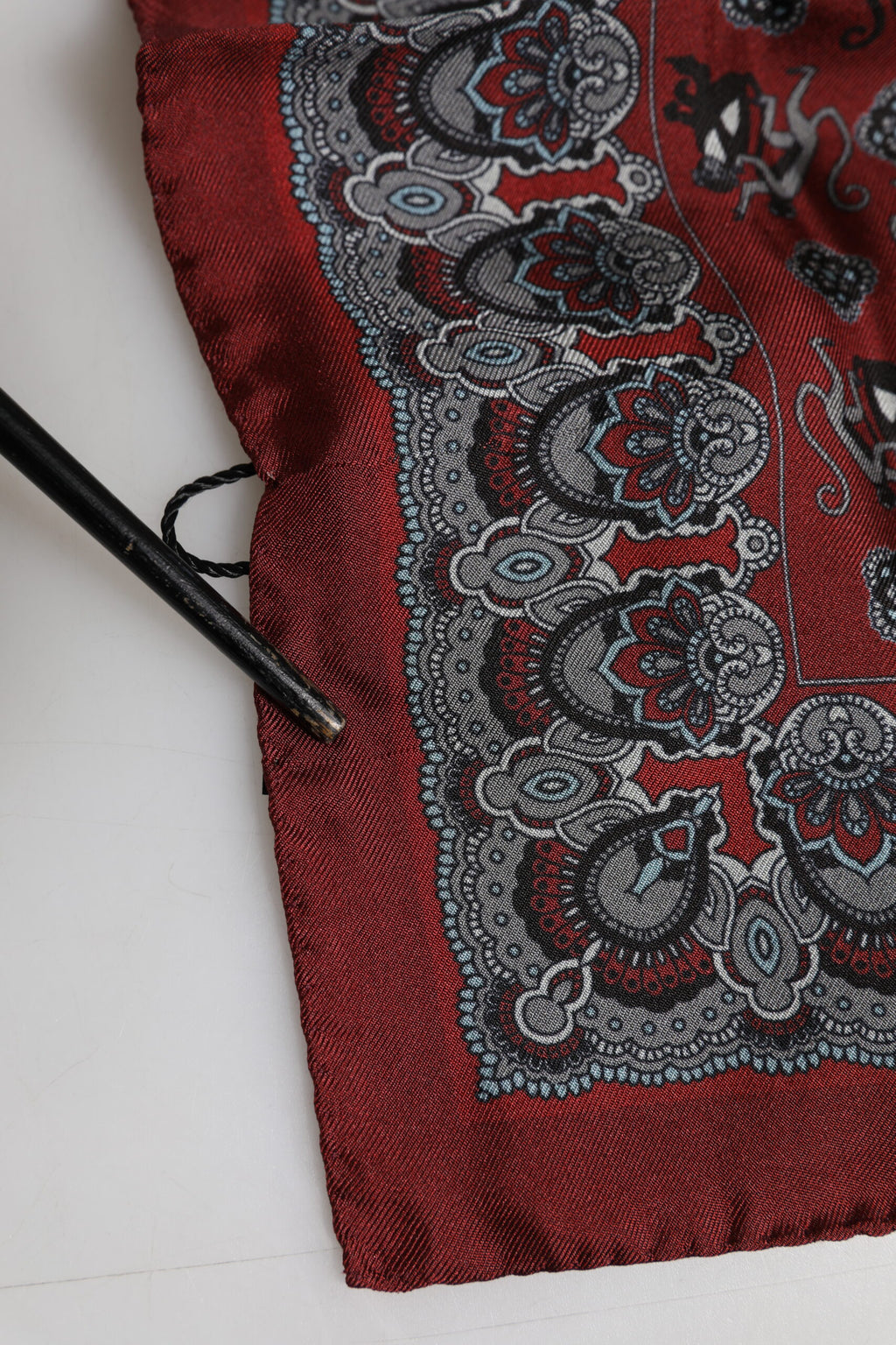 Maroon Monkey Print Silk Square Foulard Scarf