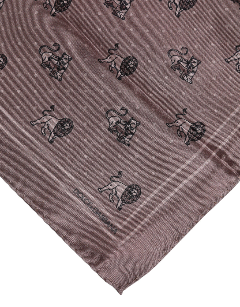 Brown Animal Print Square Foulard Scarf