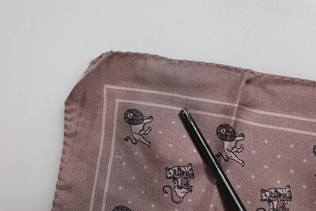 Brown Animal Print Square Foulard Scarf