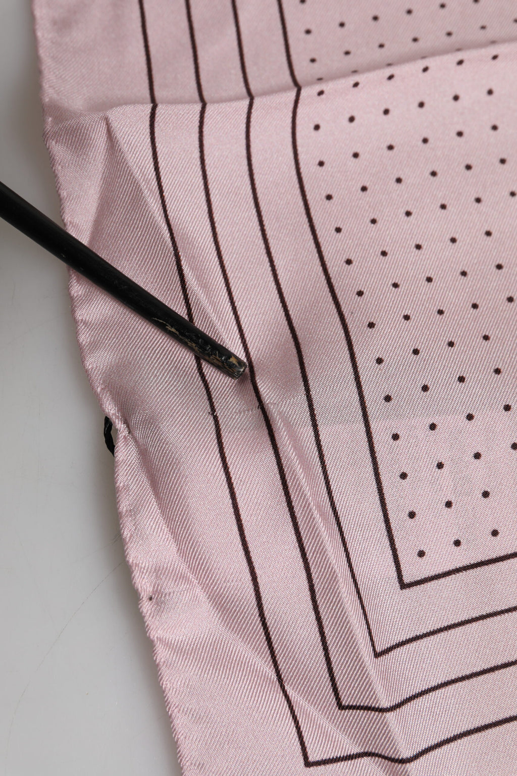 Beige Dotted Silk Square Men Foulard Scarf