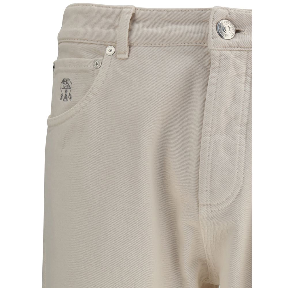 Brunello Cucinelli Cream Cotton Jeans Denim