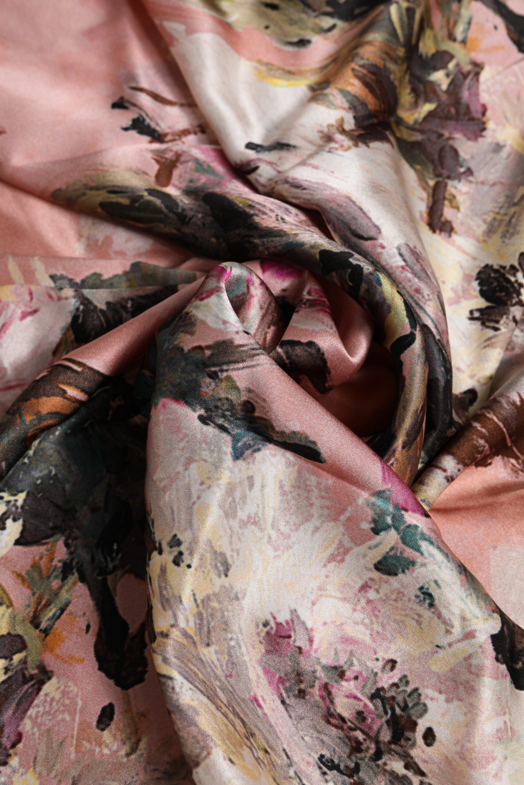 Pink Silk Floral Print Square Foulard Scarf