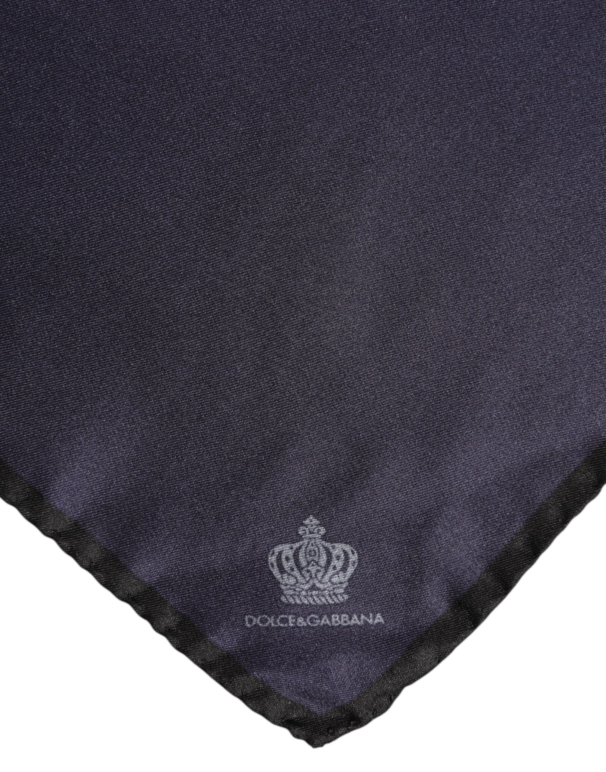 Blue DG Crown Silk Square Men Foulard Scarf