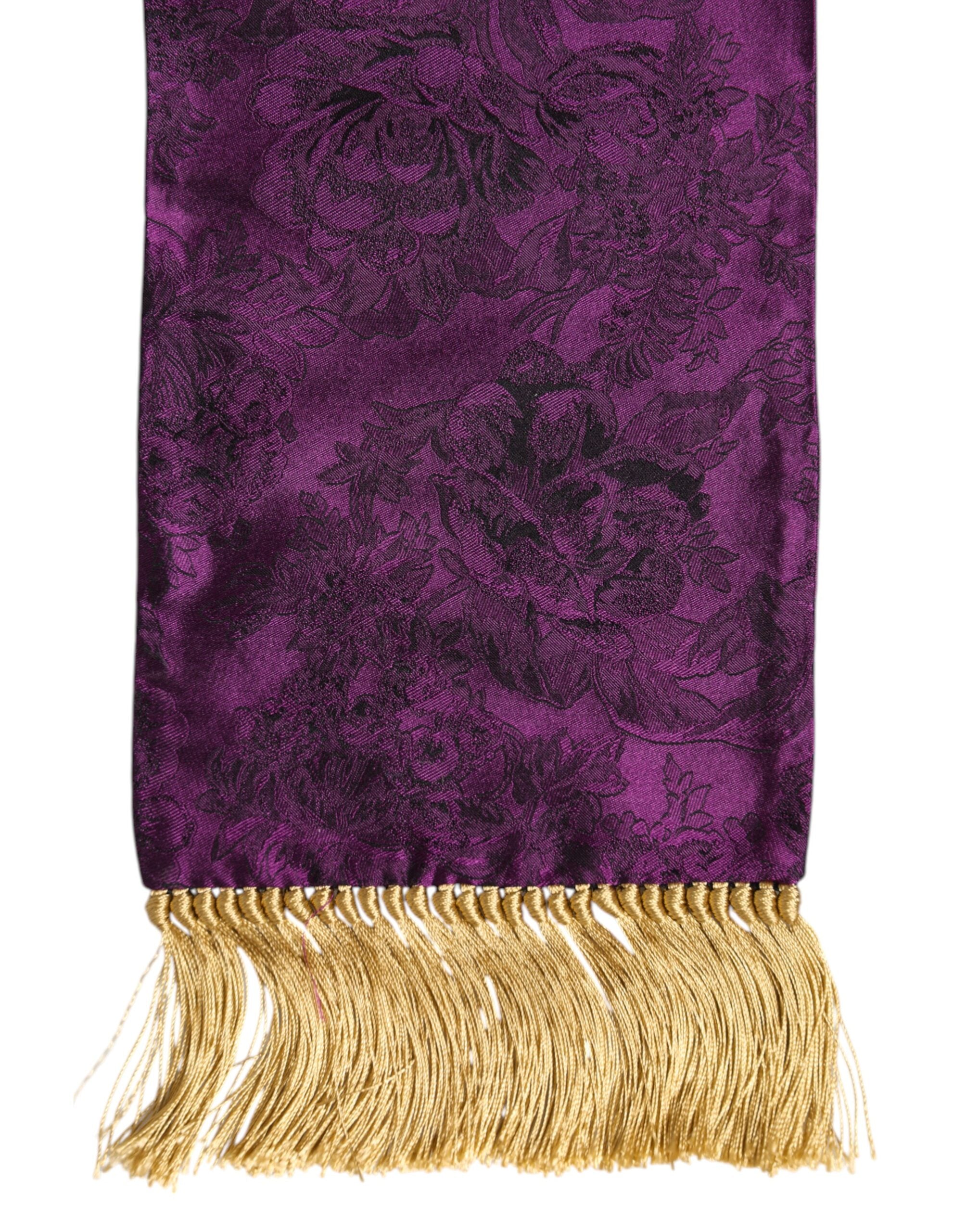 Purple Silk Fringes Cross Men Foulard Scarf