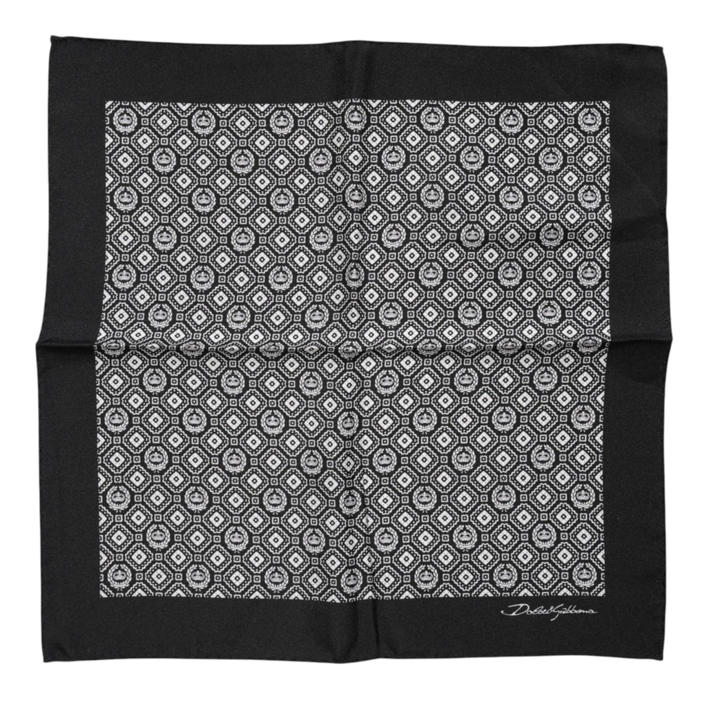 Black White Patterned Square Foulard Scarf