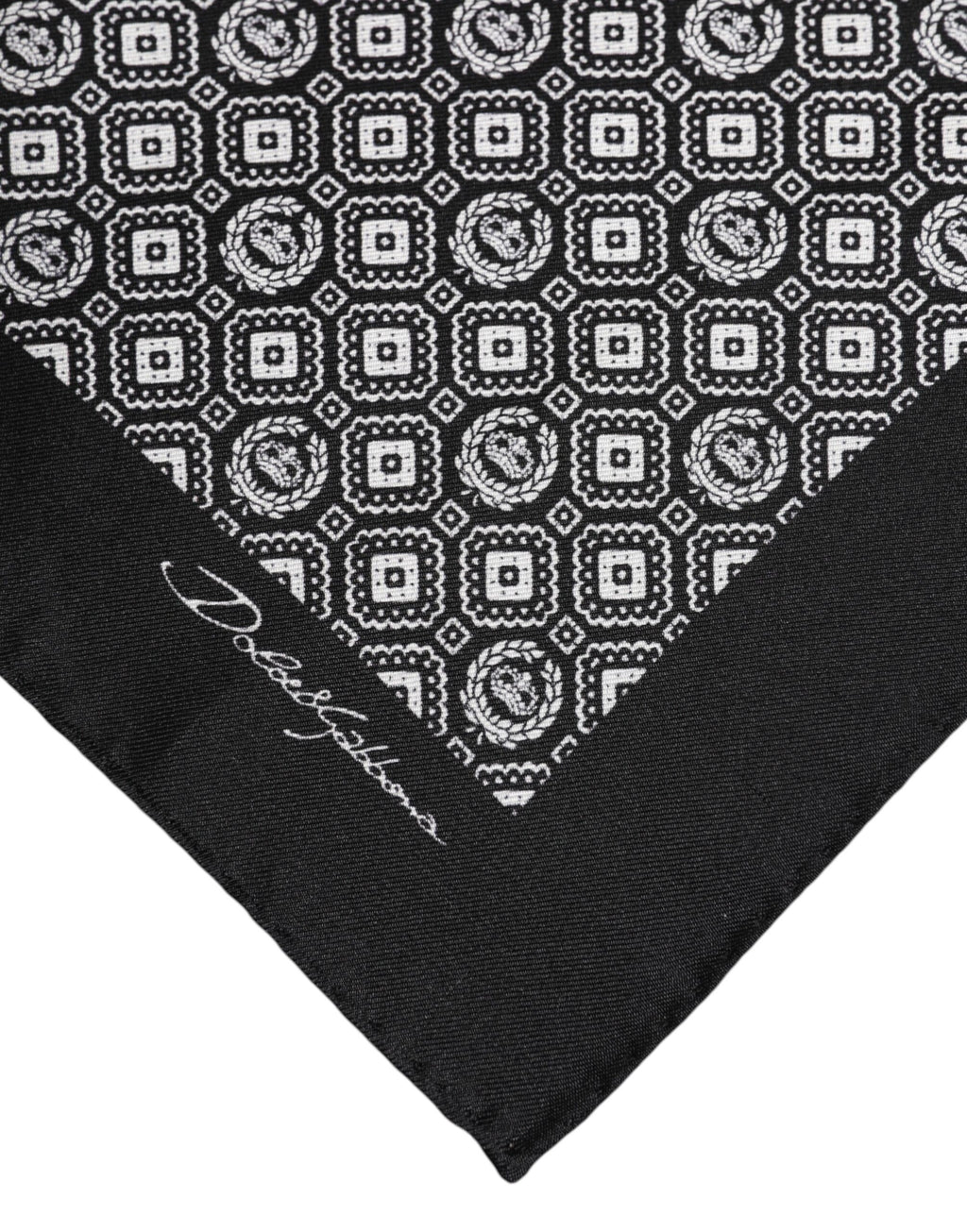 Black White Patterned Square Foulard Scarf