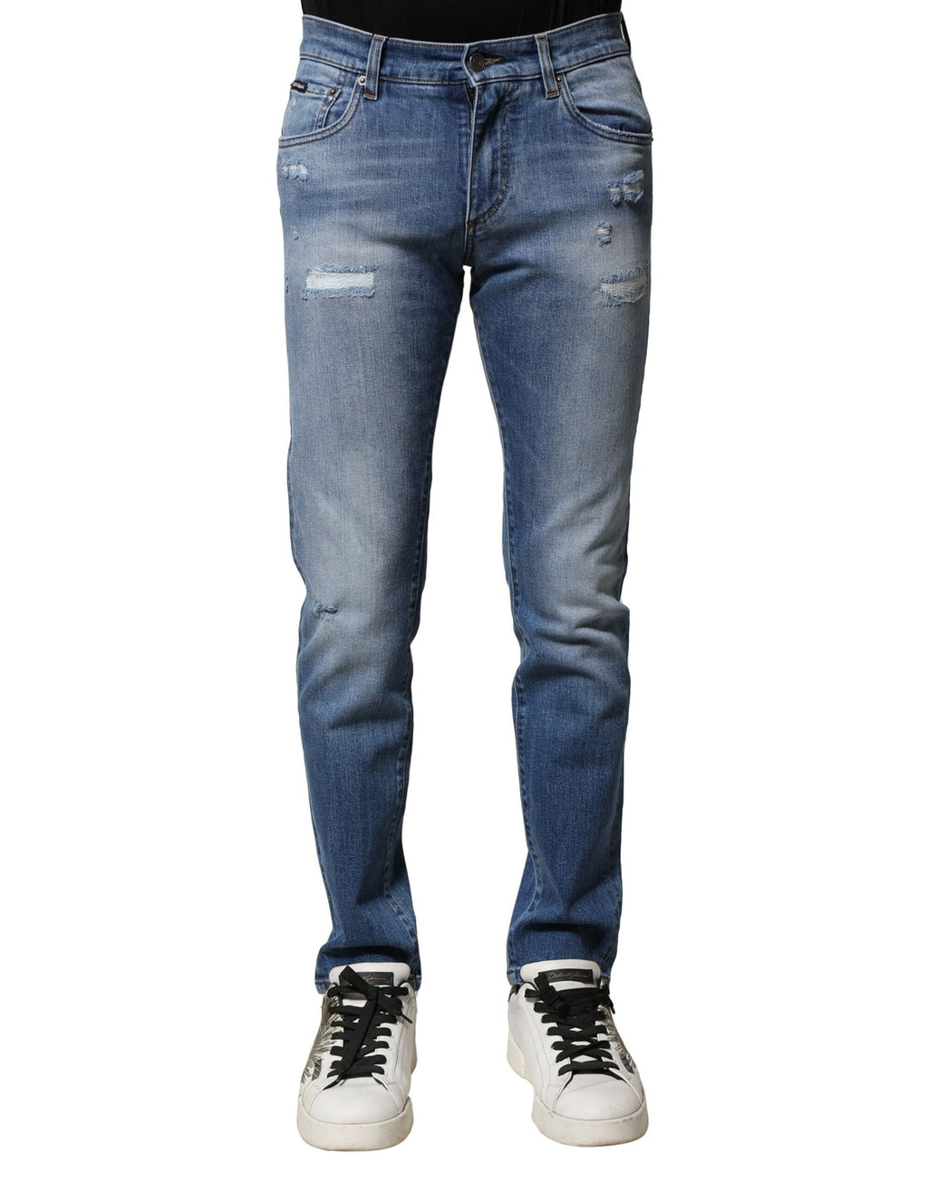 Blue Washed Cotton Skinny Men Denim Jeans