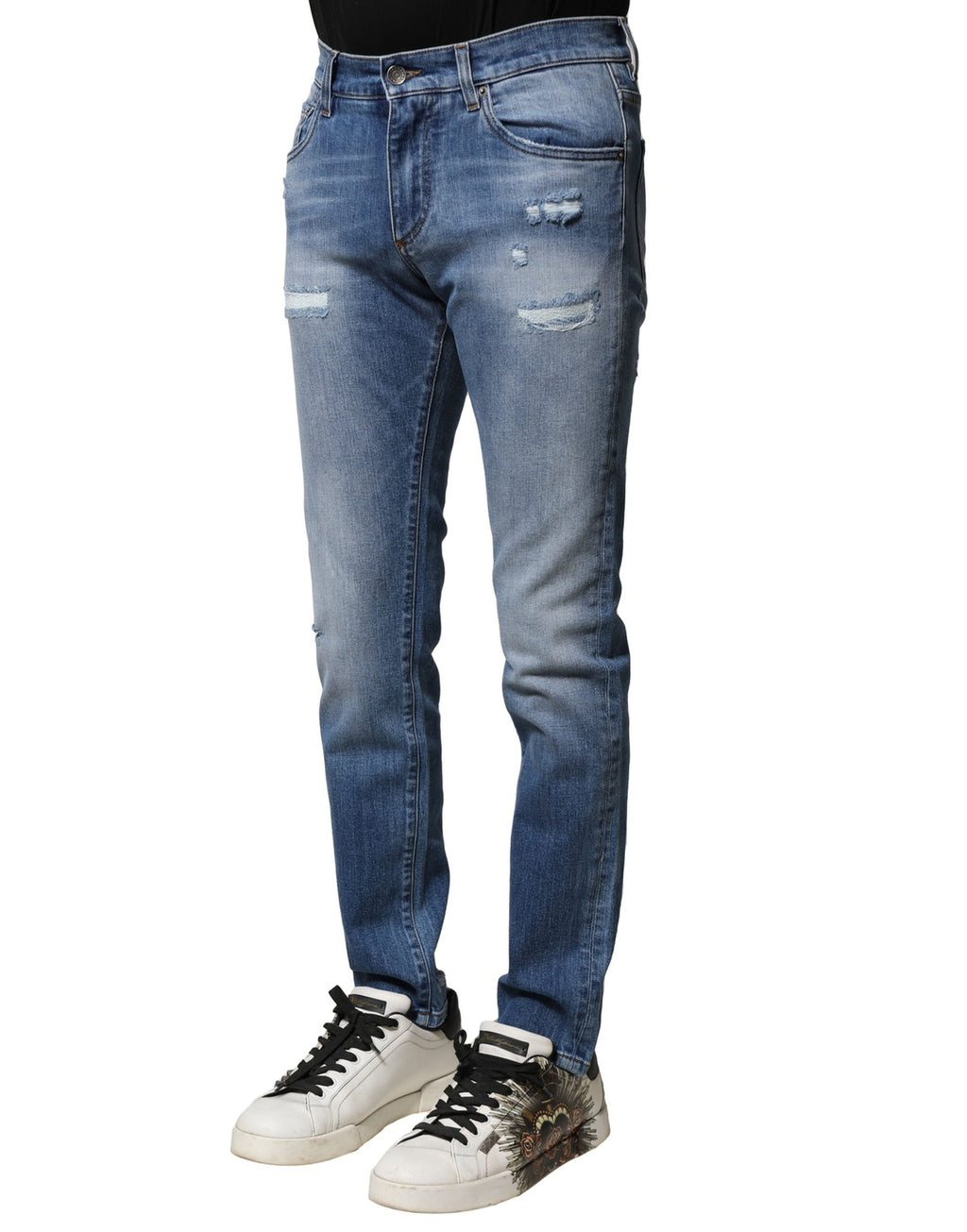 Blue Washed Cotton Skinny Men Denim Jeans