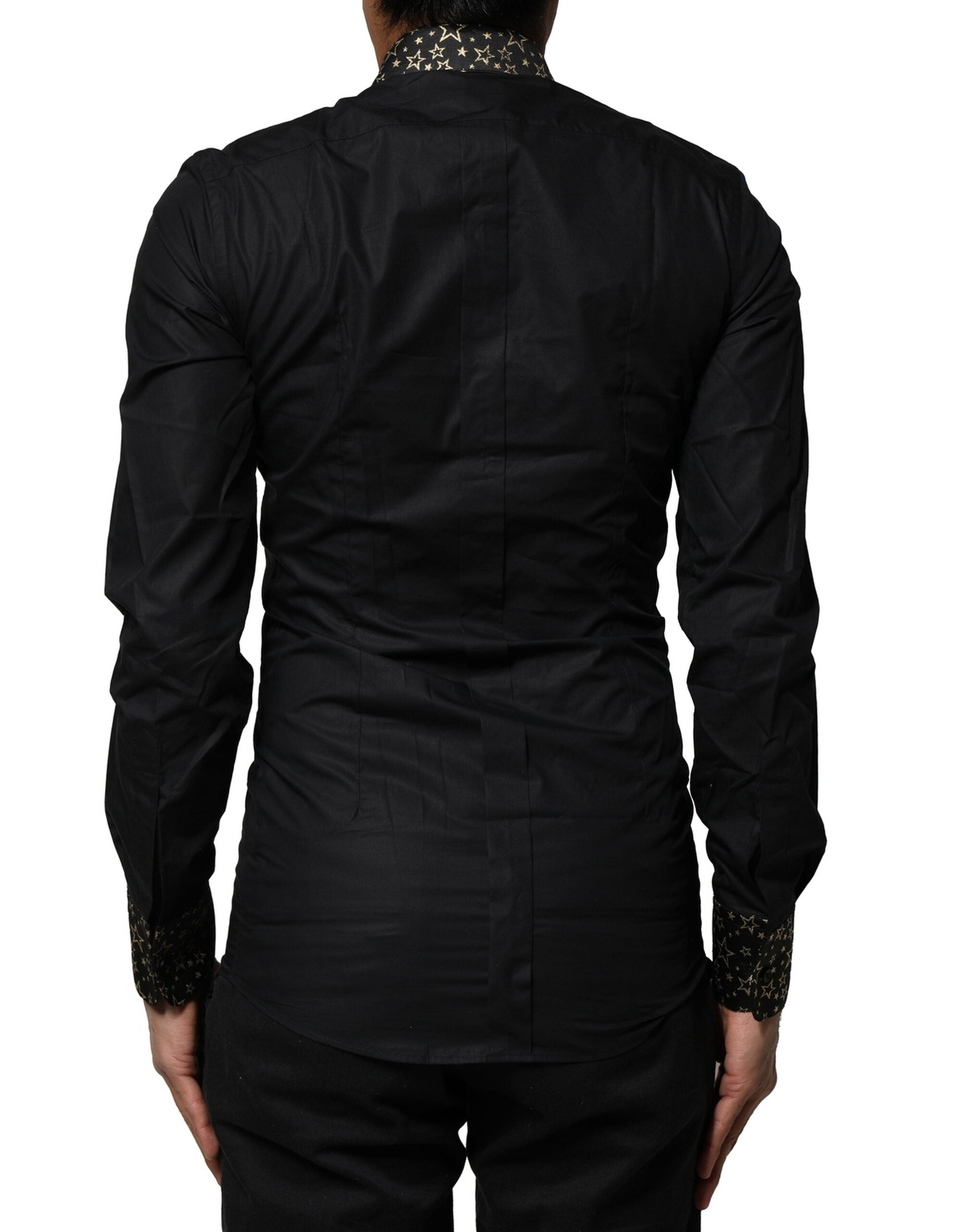 Black Cotton GOLD Long Sleeves Dress Shirt