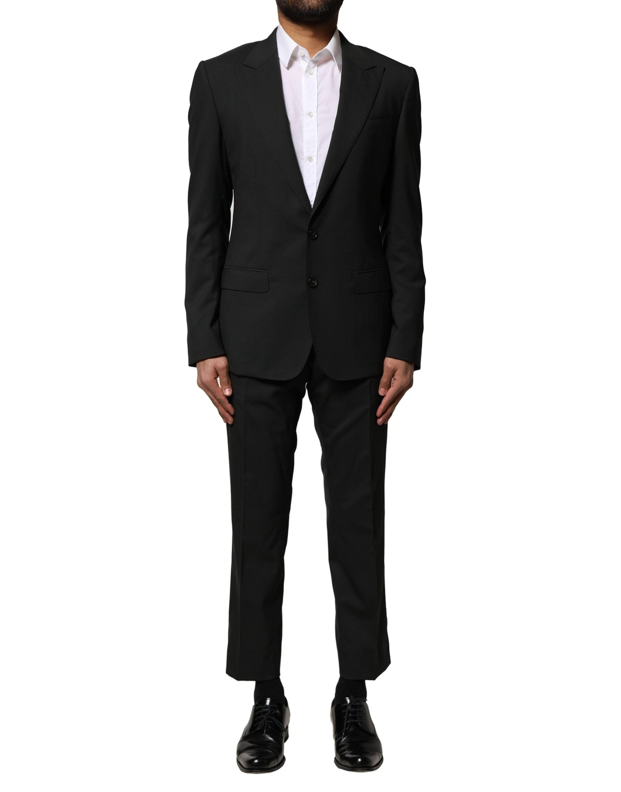 Black Wool 2 Piece Single Breasted Suit