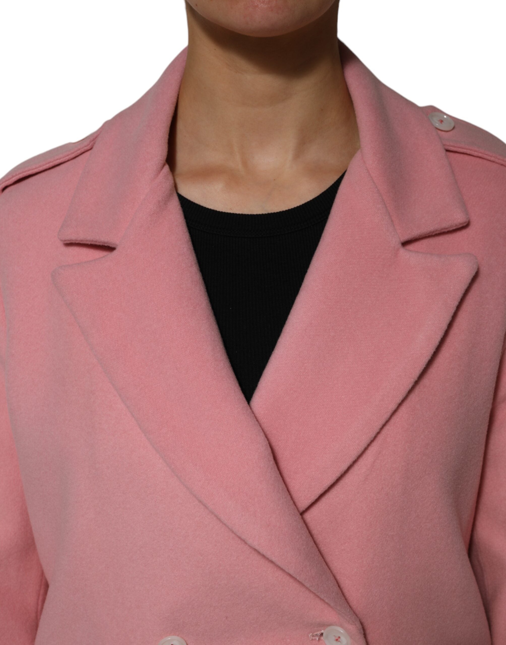 Pink Wool Double Breasted Blazer Coat Jacket