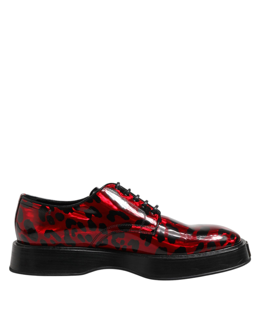 Red Leopard Derby Formal Men Dress Shoes