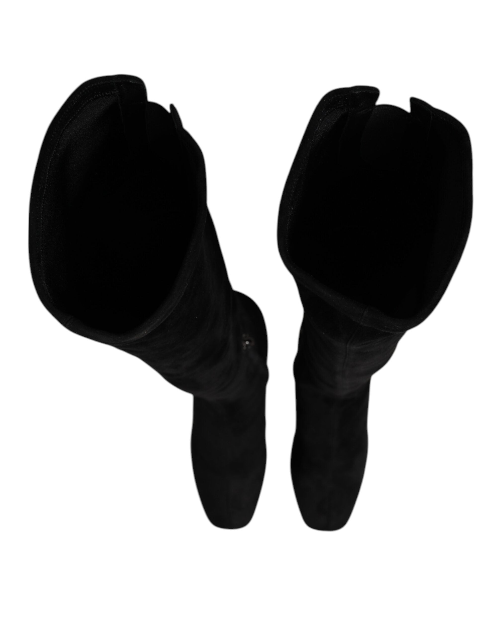 Black Suede Leather Knee High Boots Shoes