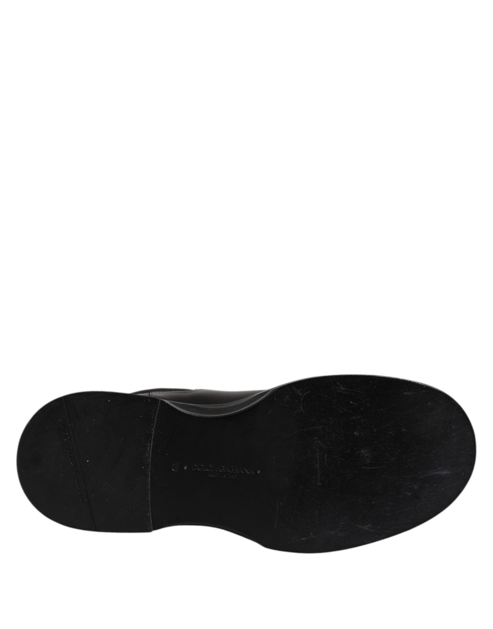 Black Leather Mid Calf Boots Flats Shoes