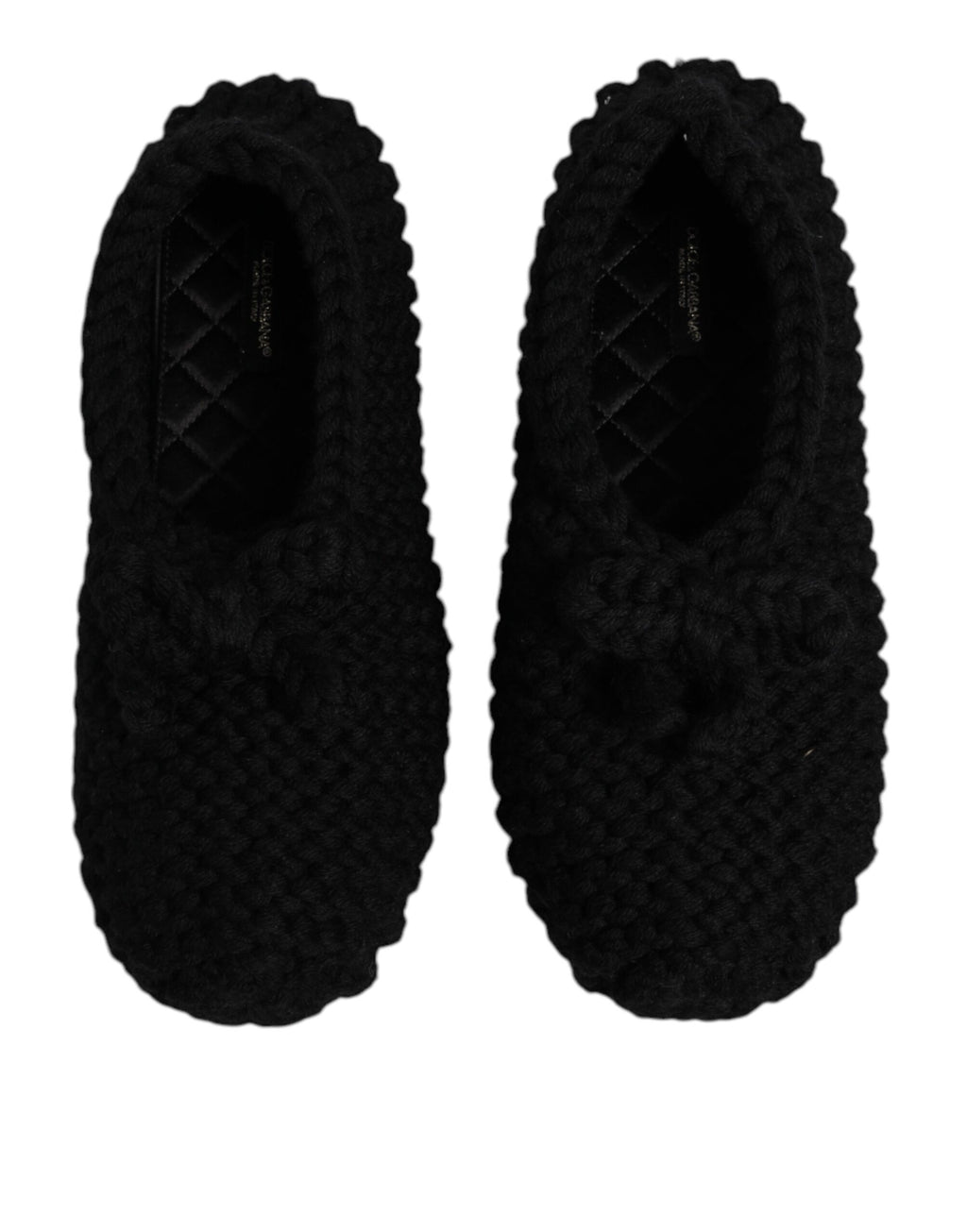 Black Wool Slip On Flats Ballerina Shoes