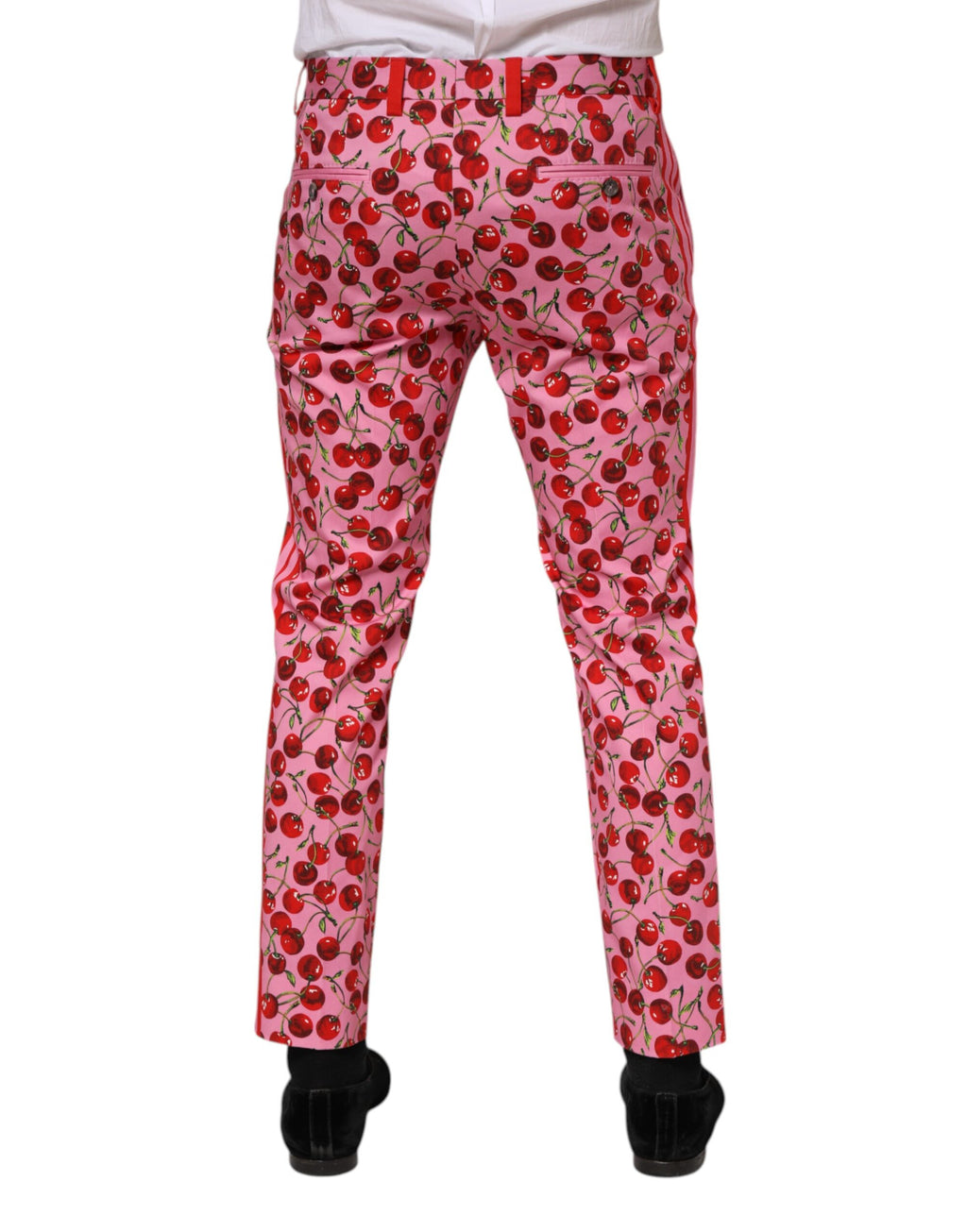 Pink Cherry Print Cotton Dress Pants