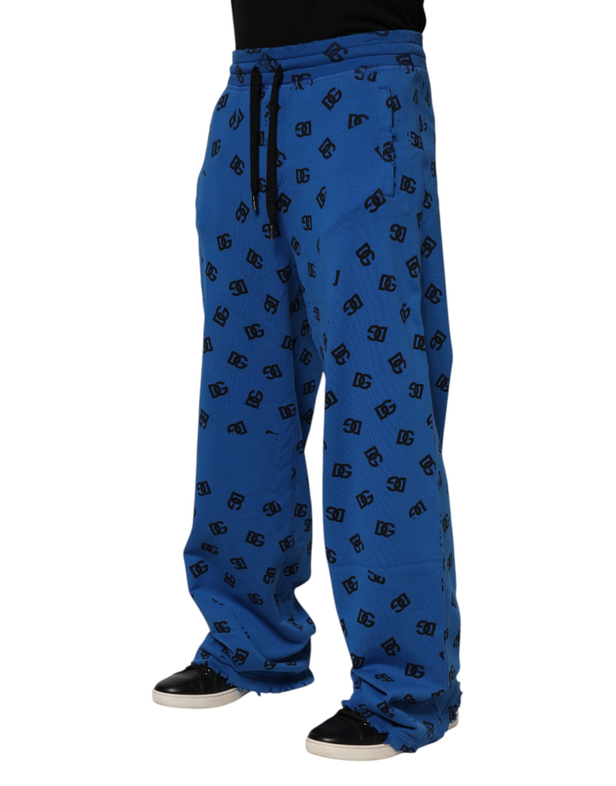 Blue Logo Print Jogger Men Sweatpants Pants