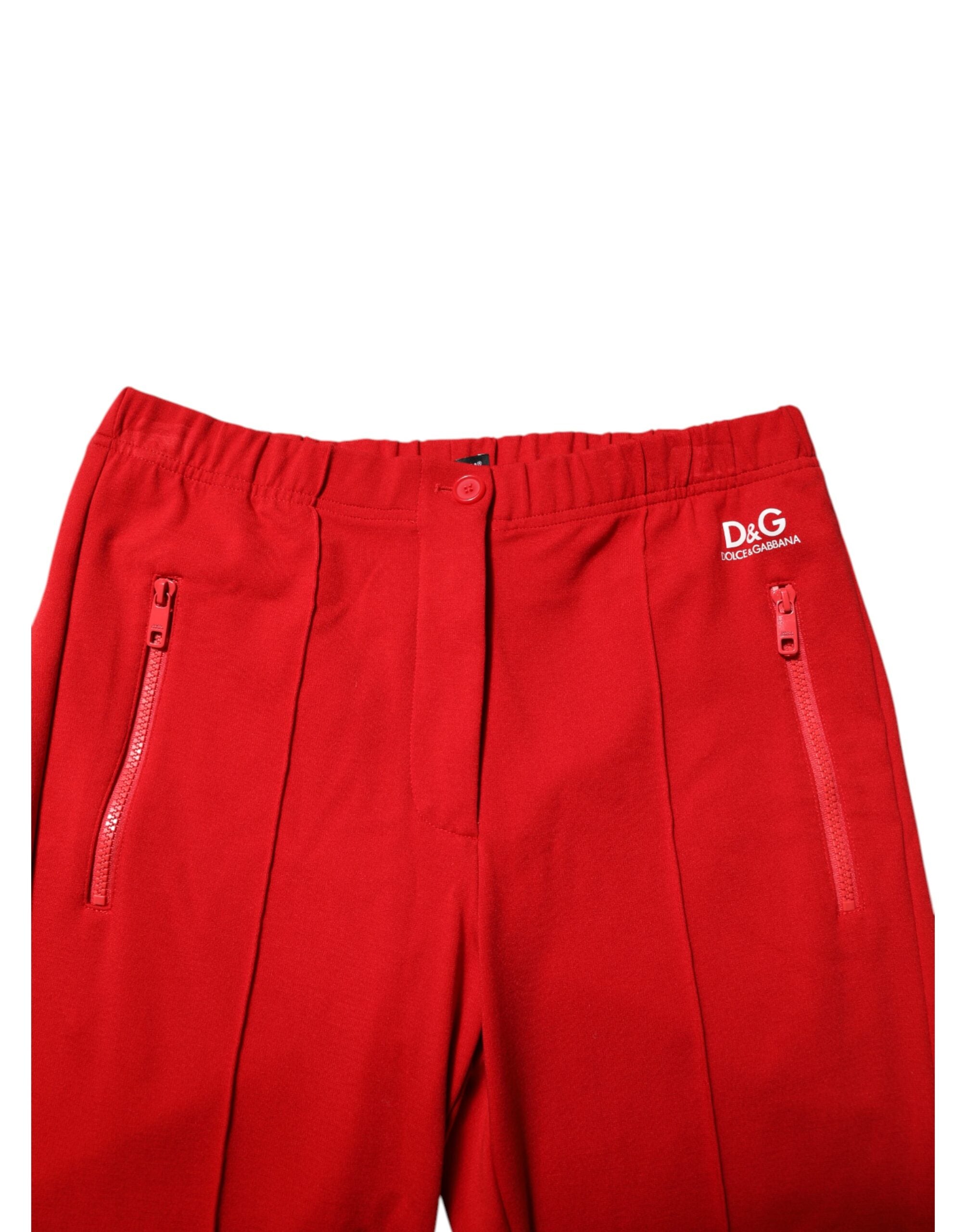 Red Viscose Logo Jogger Men Sweatpants Pants