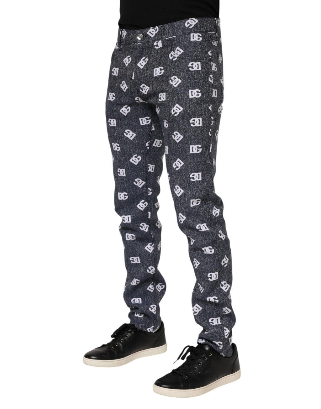 Dark Gray Logo Cotton Skinny Slim Denim Jeans