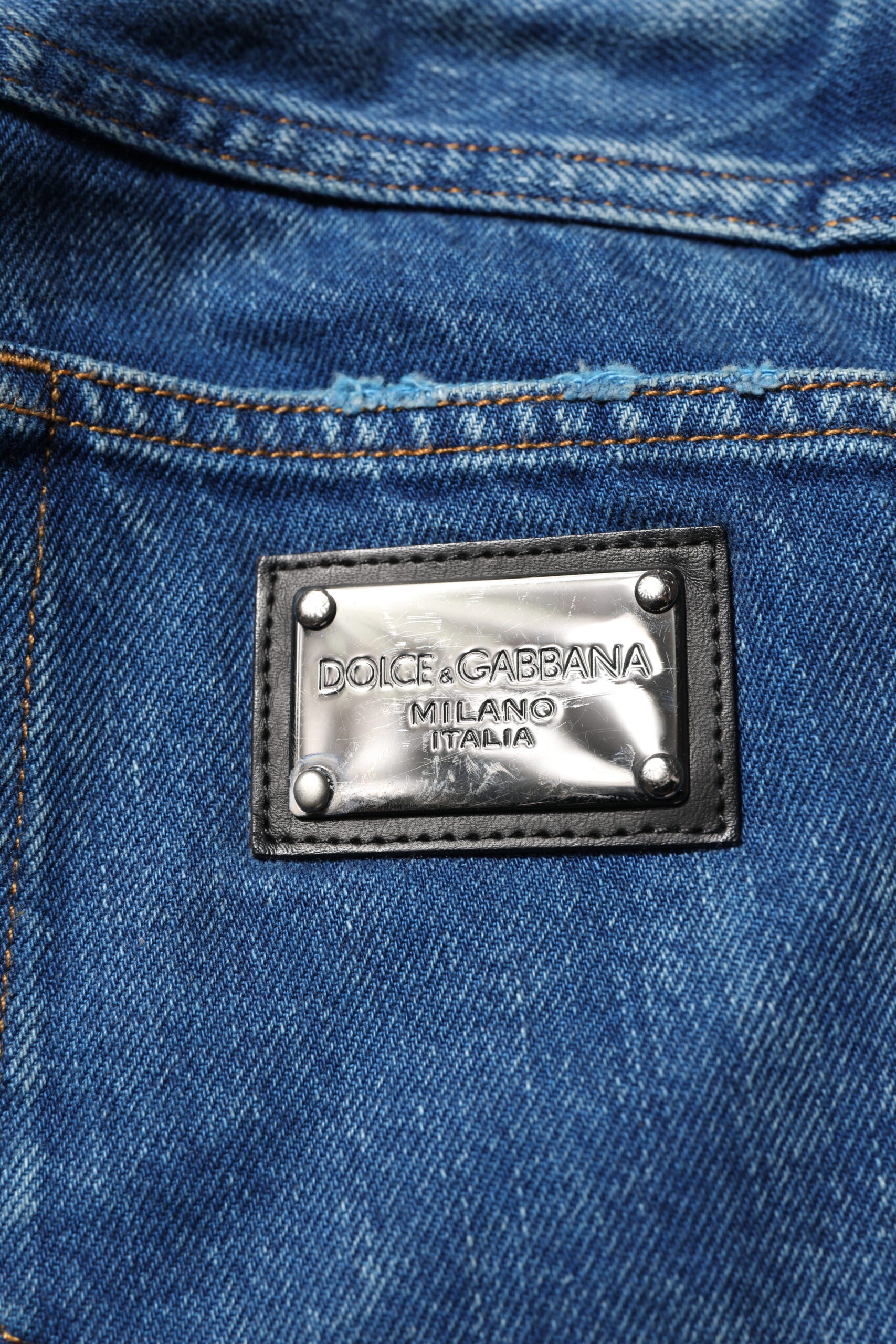Blue Cotton Logo Plaque Denim Jeans