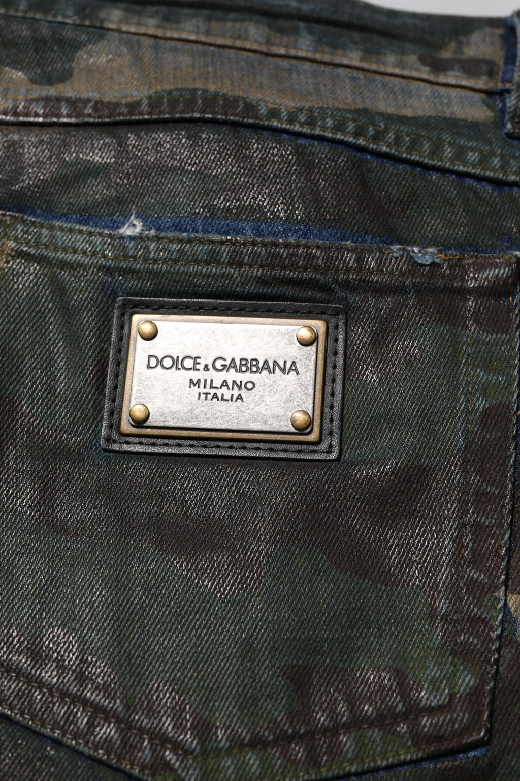 Blue Cotton Camouflage Denim Jeans