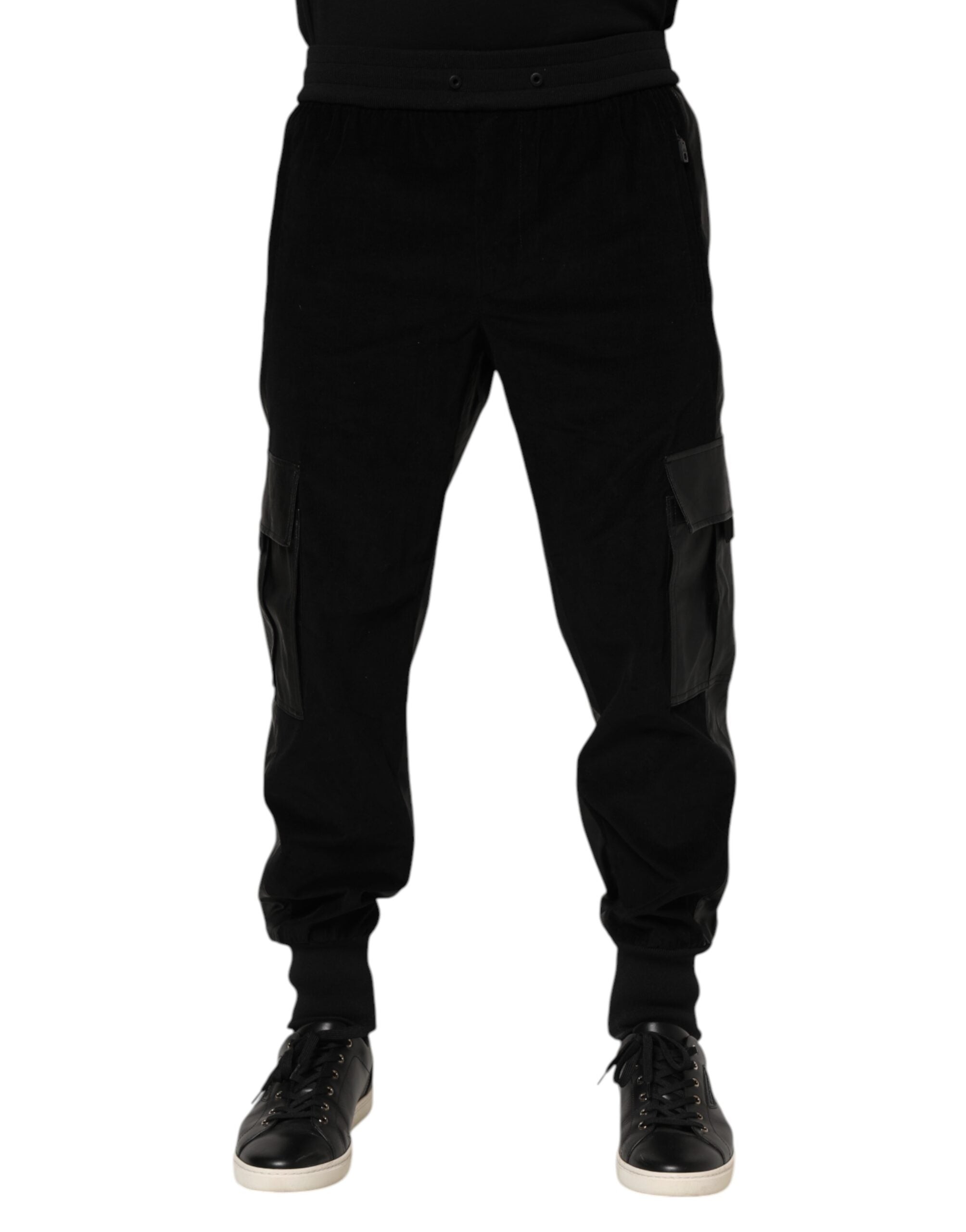 Black Cotton Cargo Men Jogger Pants
