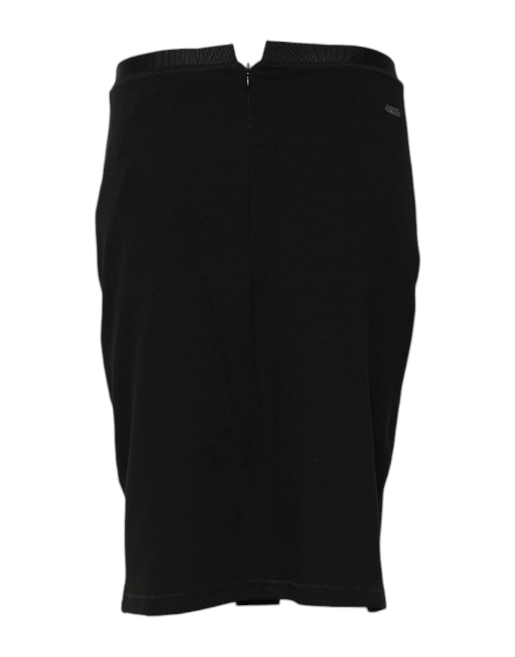 Black Polyester Pencil Cut Knee Length Skirt