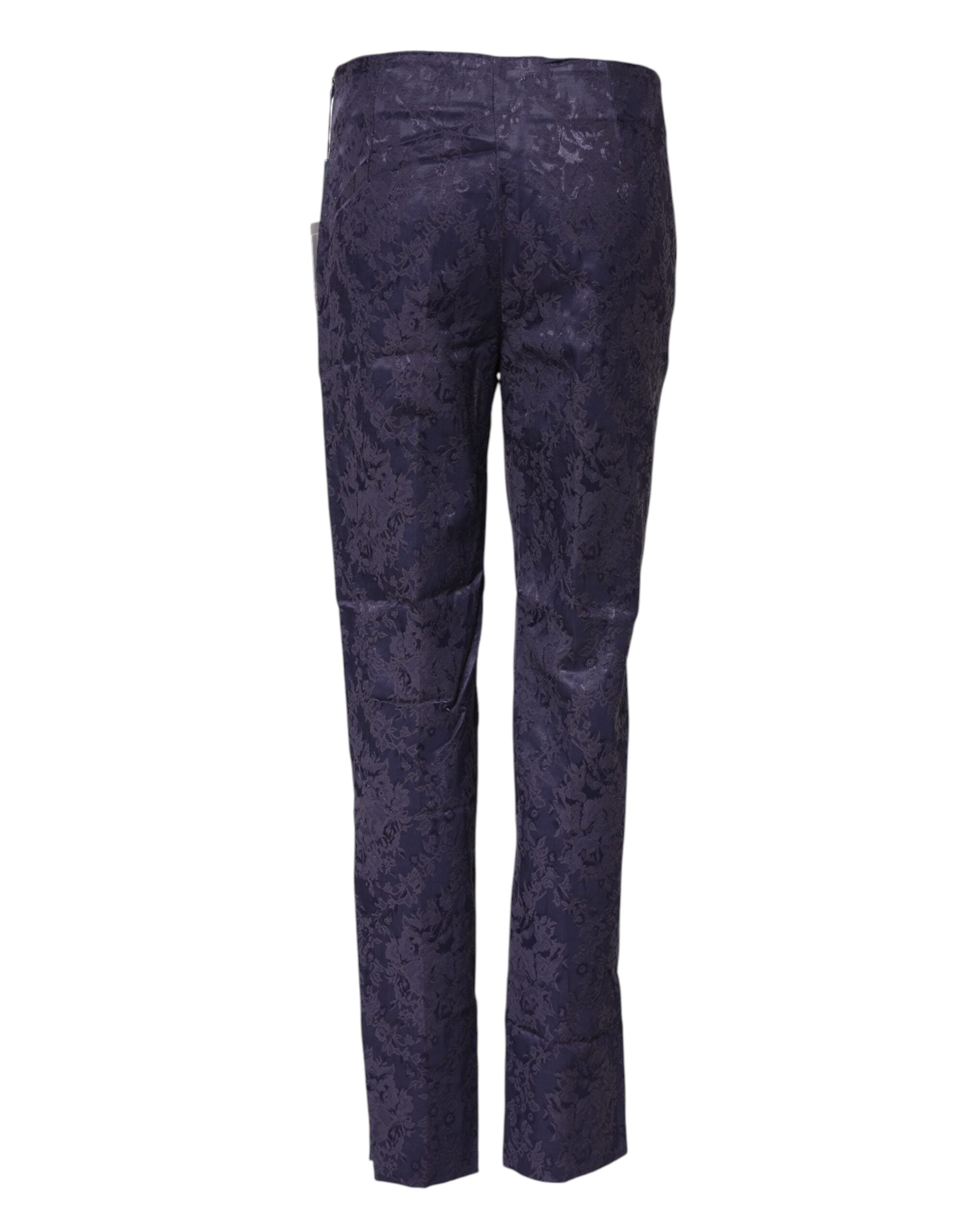 Purple Jacquard High Waisted Pants