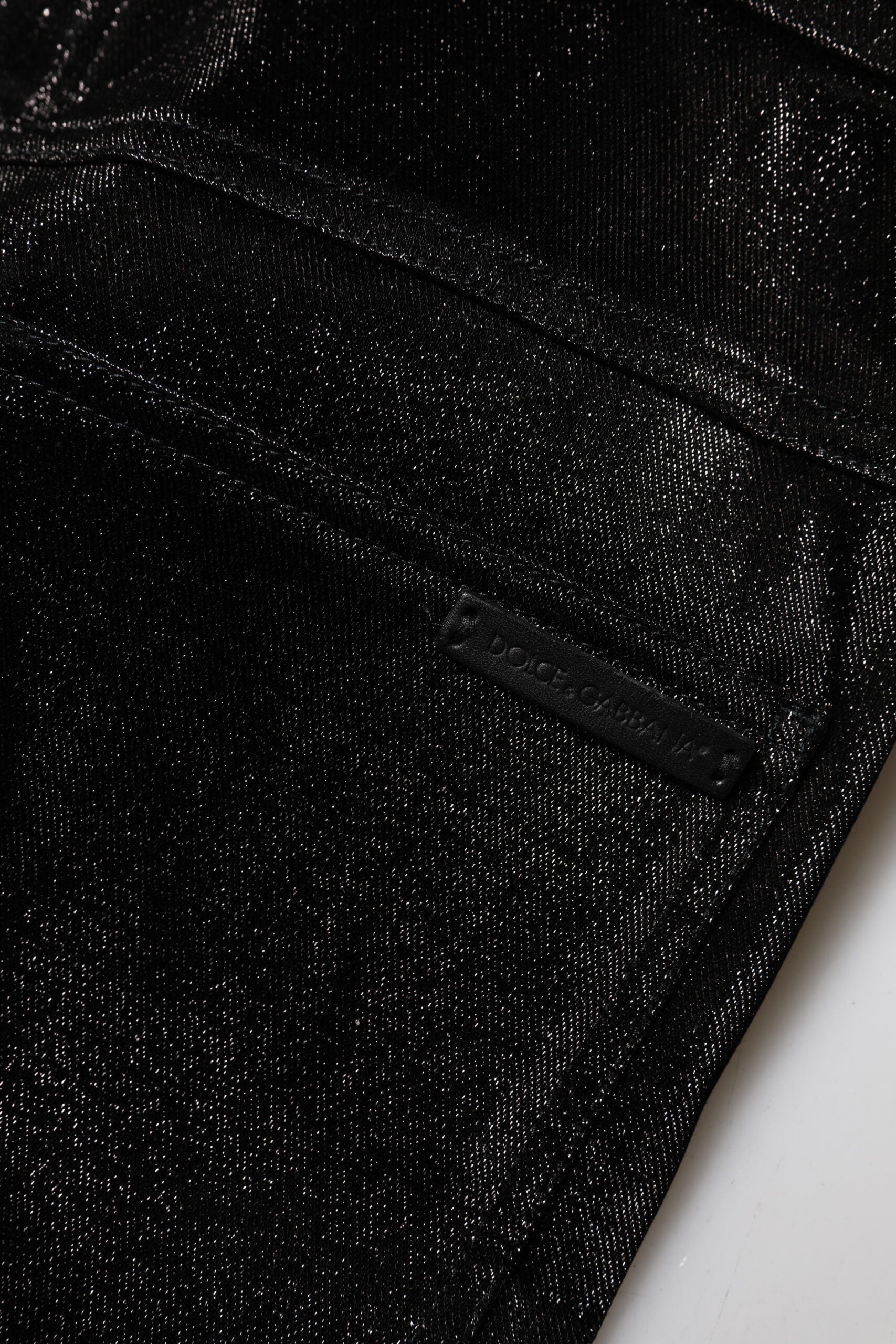 Black Cotton Stretch Silver Lurex Thread Pants