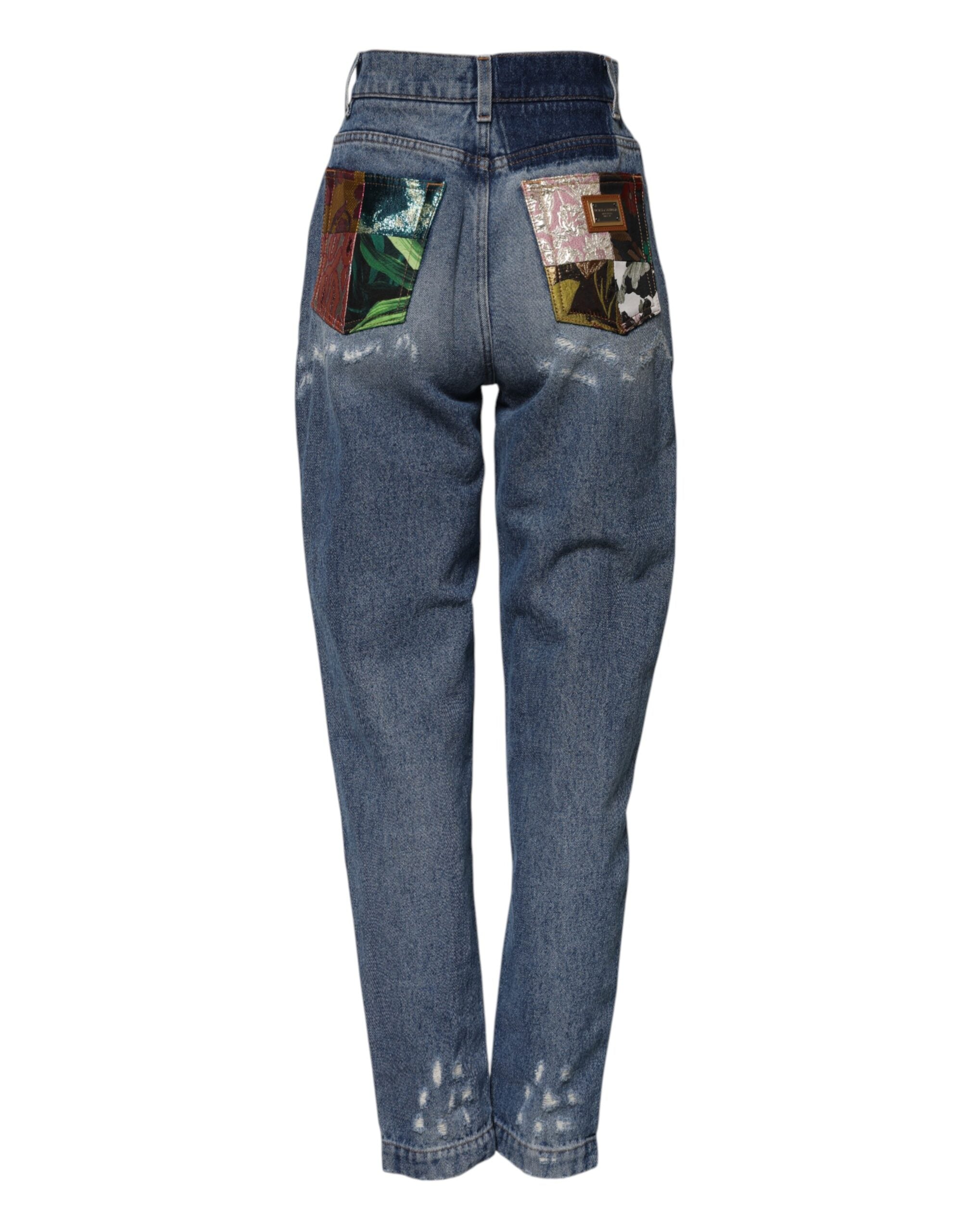 Blue Tattered High Waist Women Denim Jeans