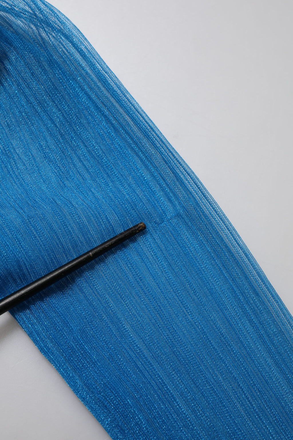 Blue See Through Turtleneck Long Sleeves Top