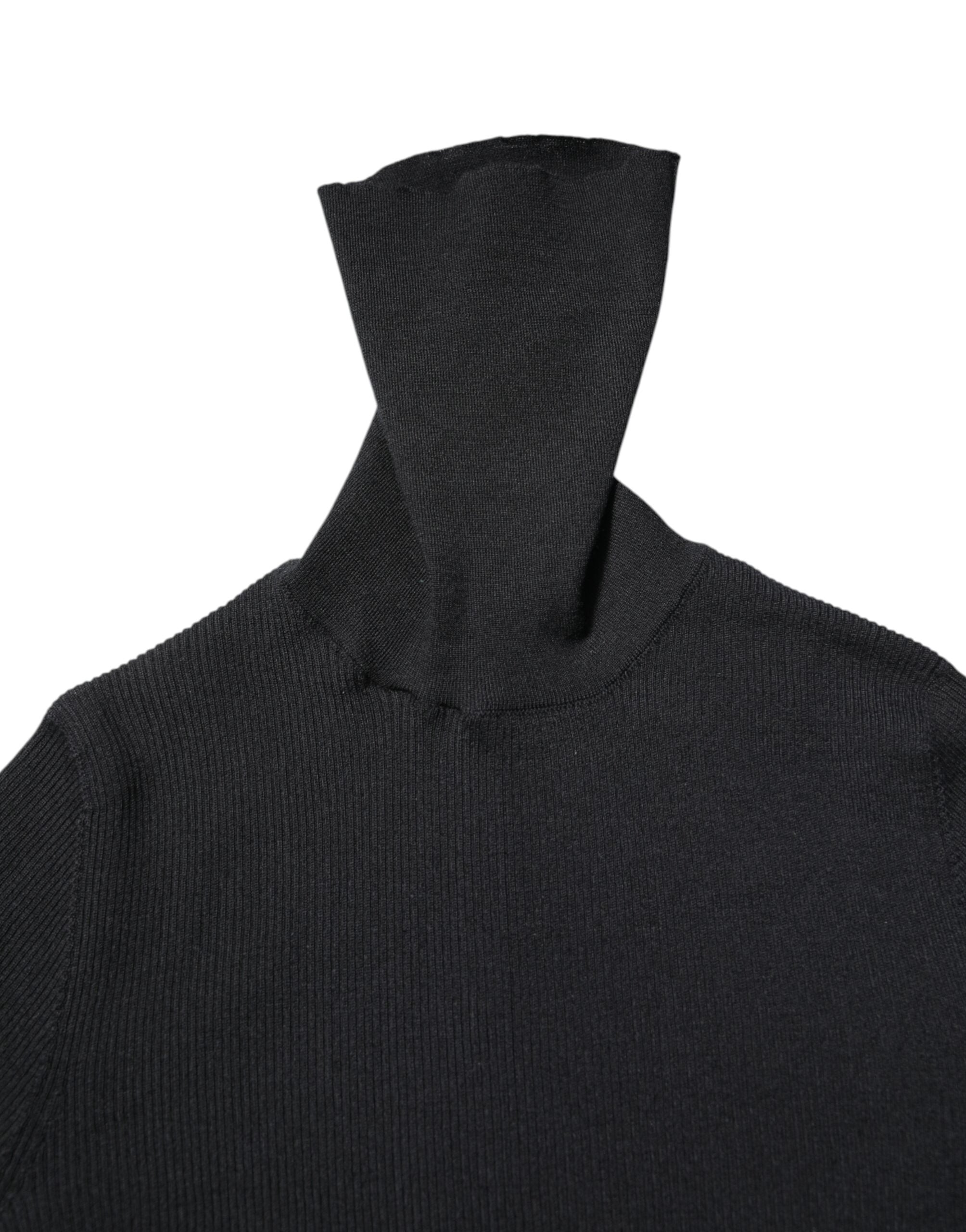 Black Cashmere Turtleneck Knitted Blouse Top