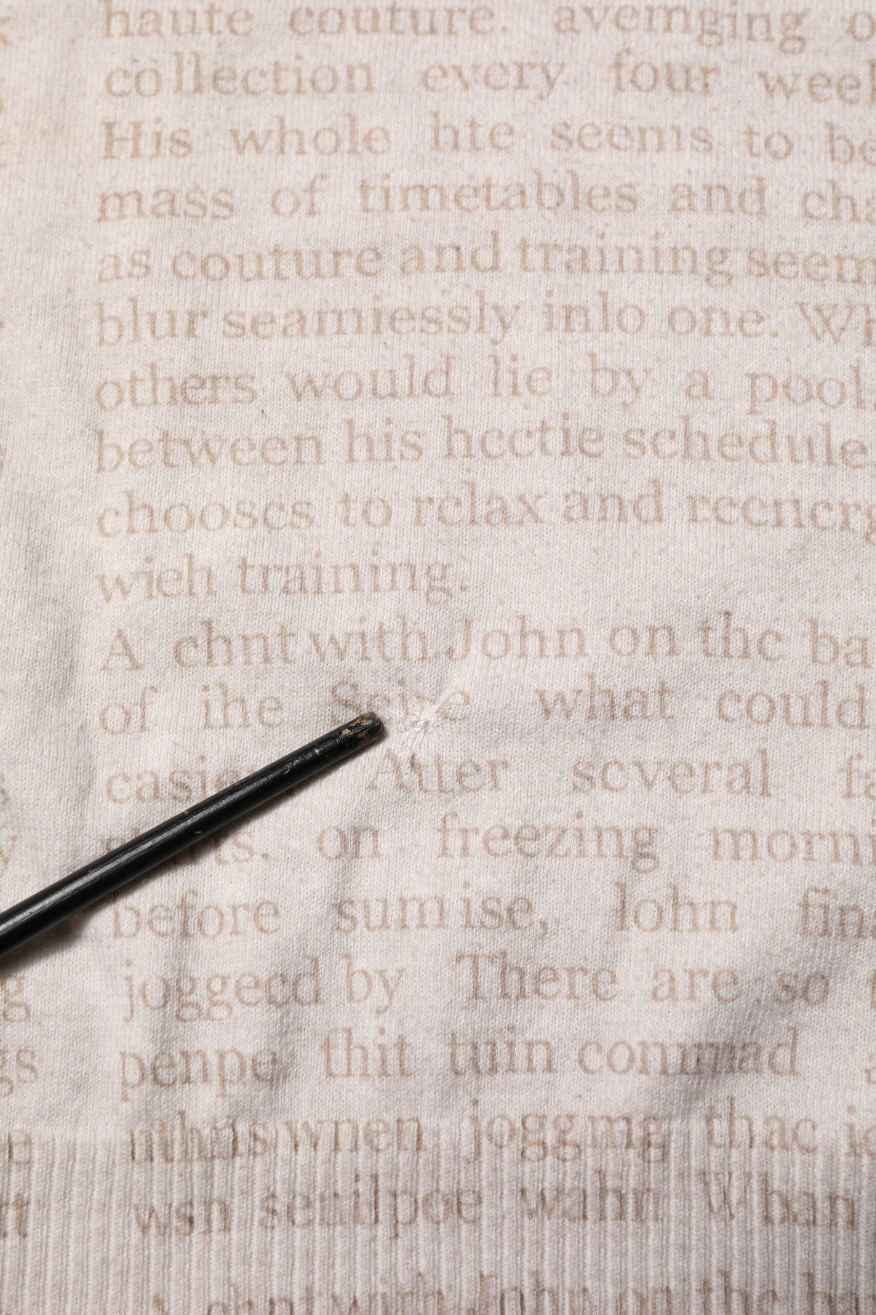 Beige Printed Logo Roundneck Long Sleeves Men Sweater