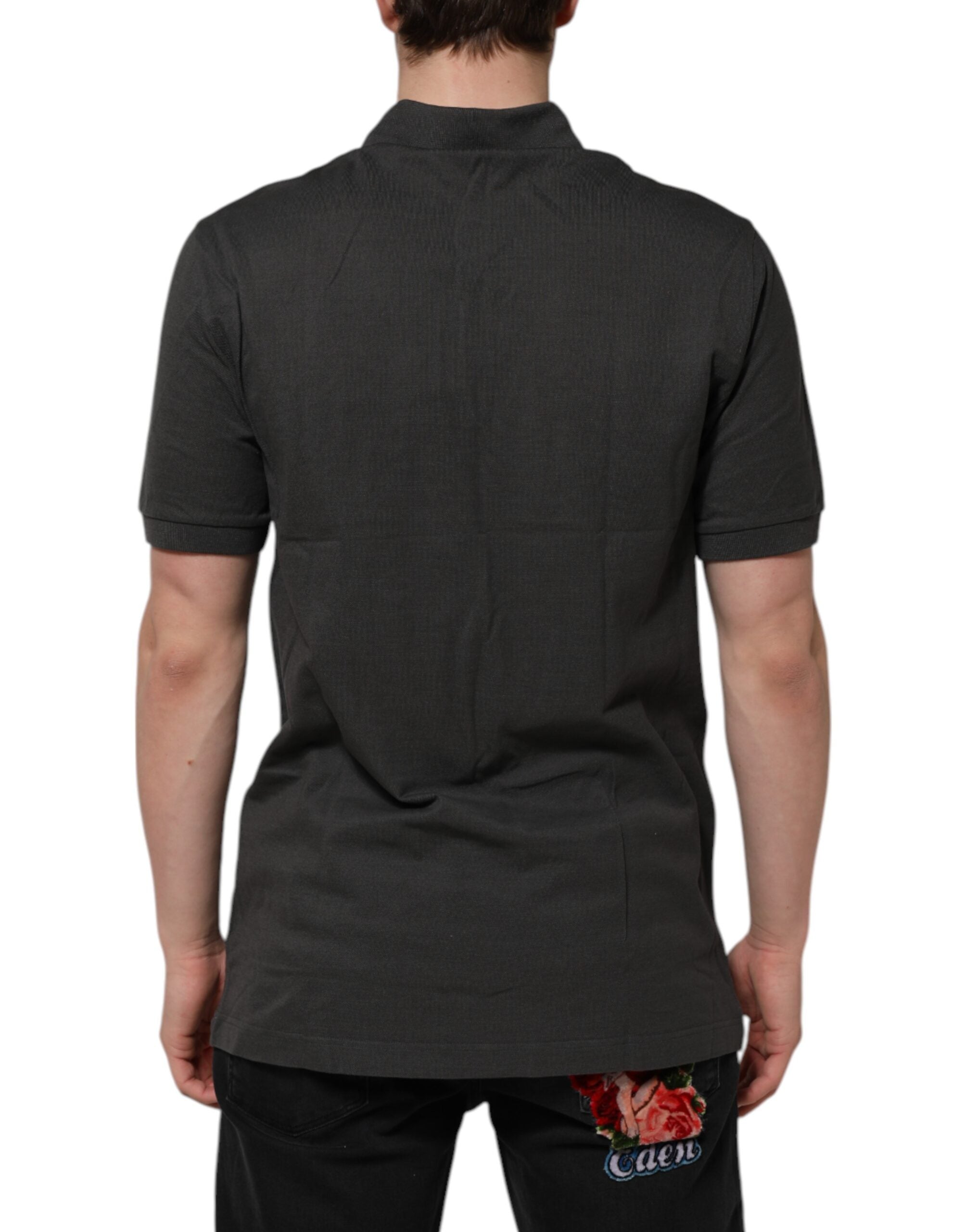 Dark Gray Short Sleeve Collared Polo T-shirt