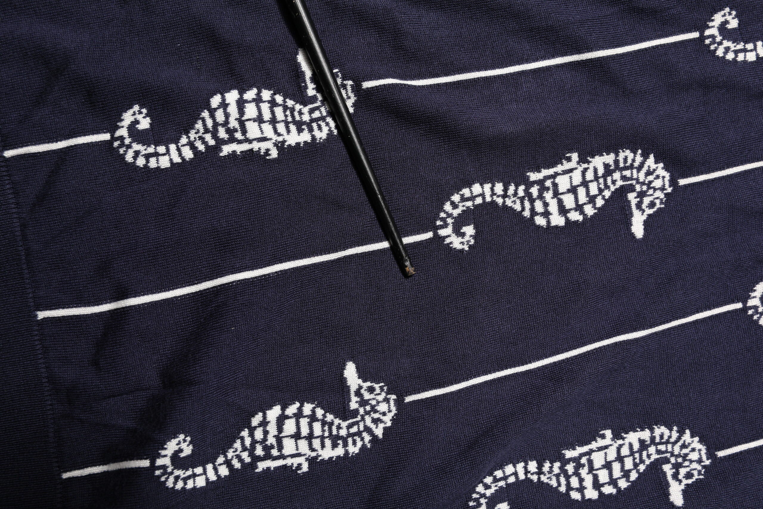 Dark Blue Sea Horse Collared Polo T-shirt