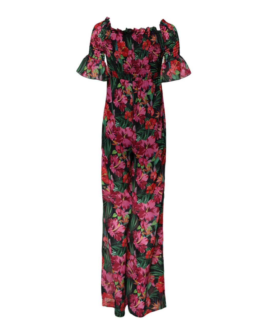 Multicolor Floral Print Overall Jumpsuit Dress