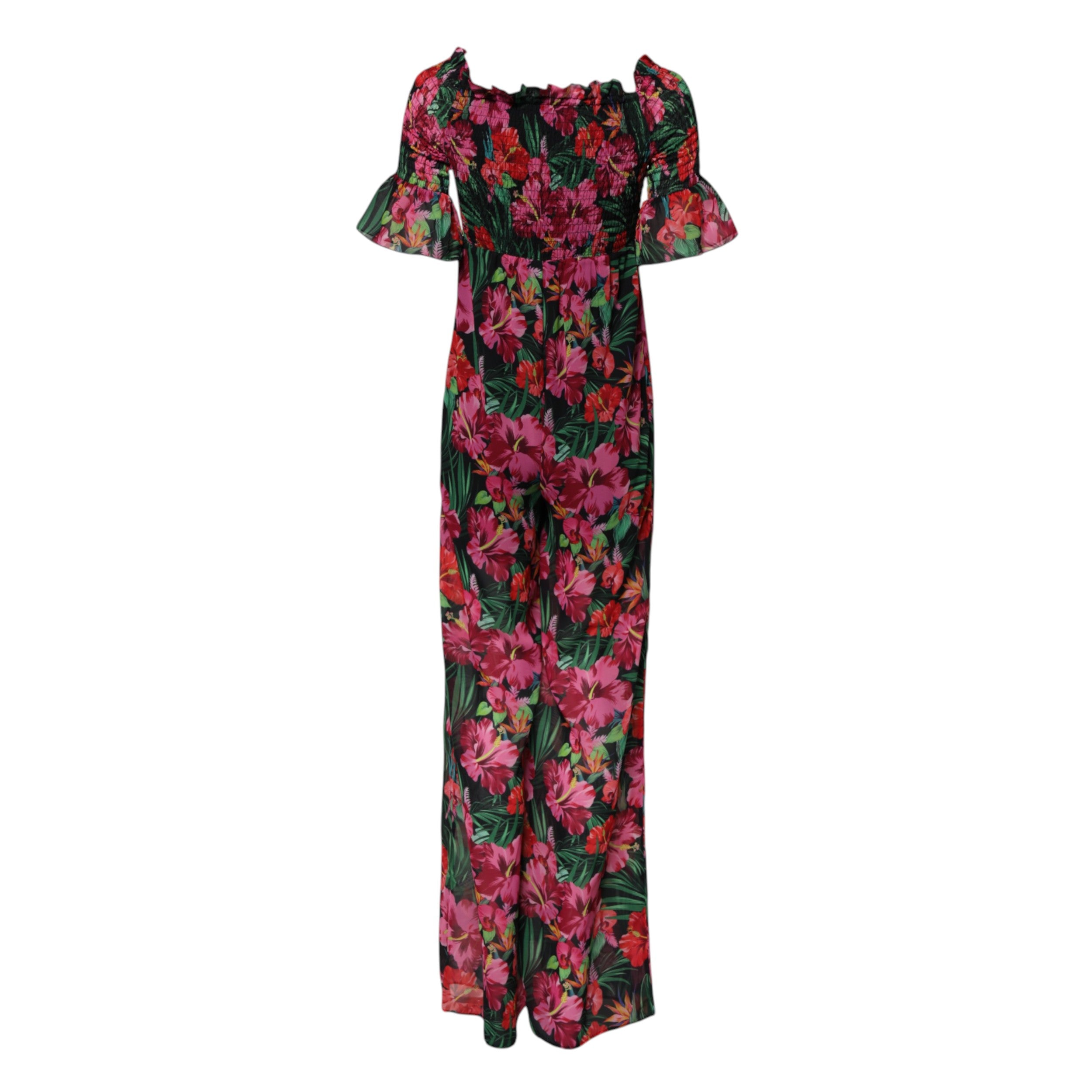 Multicolor Floral Print Overall Jumpsuit Dress