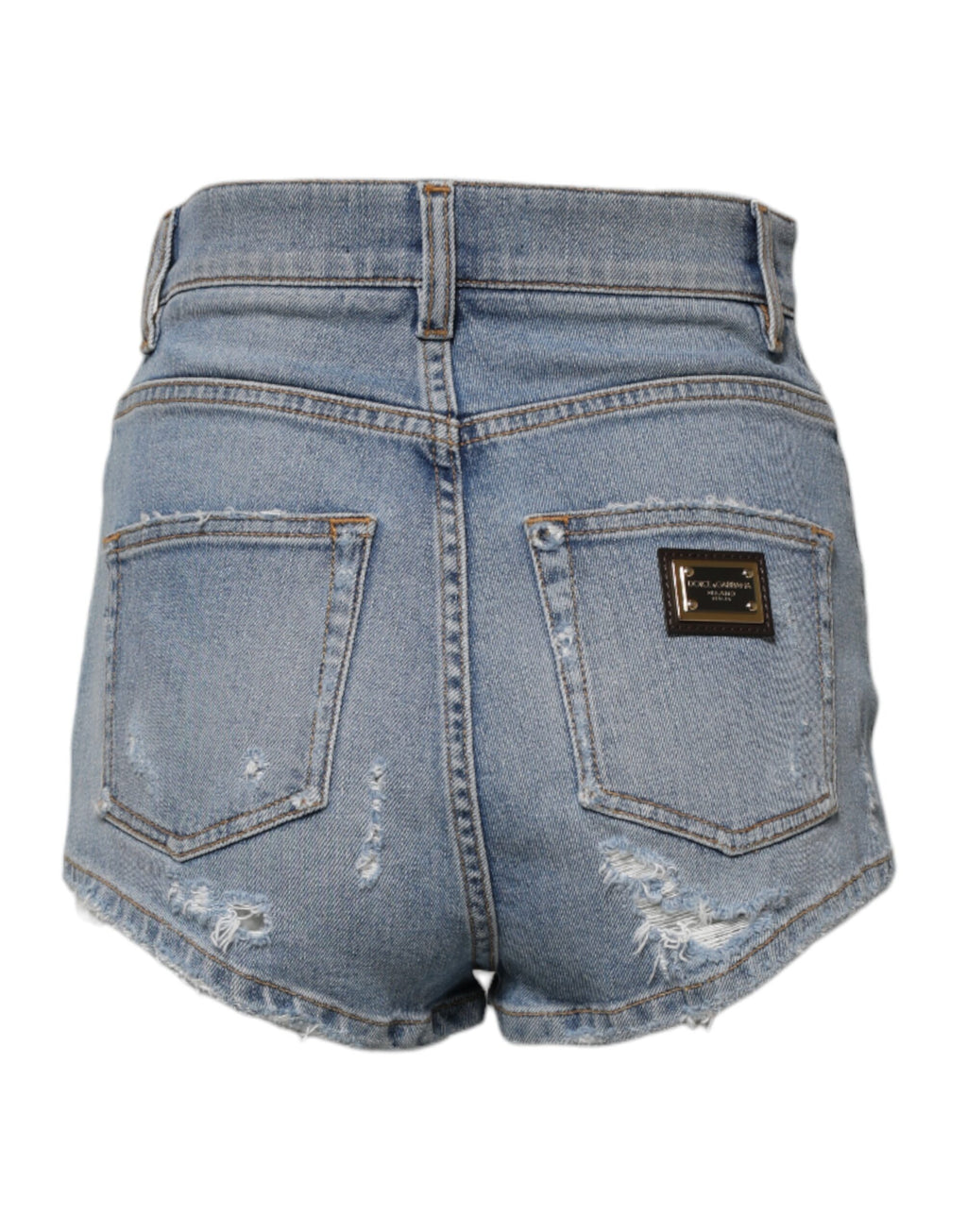 Blue Tattered Denim Cotton Hot Pants Shorts