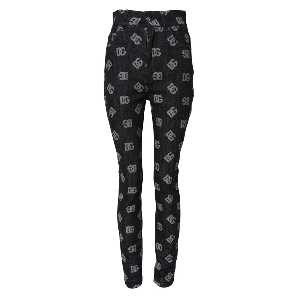 Black DG Logo High Waist Skinny Denim Jeans