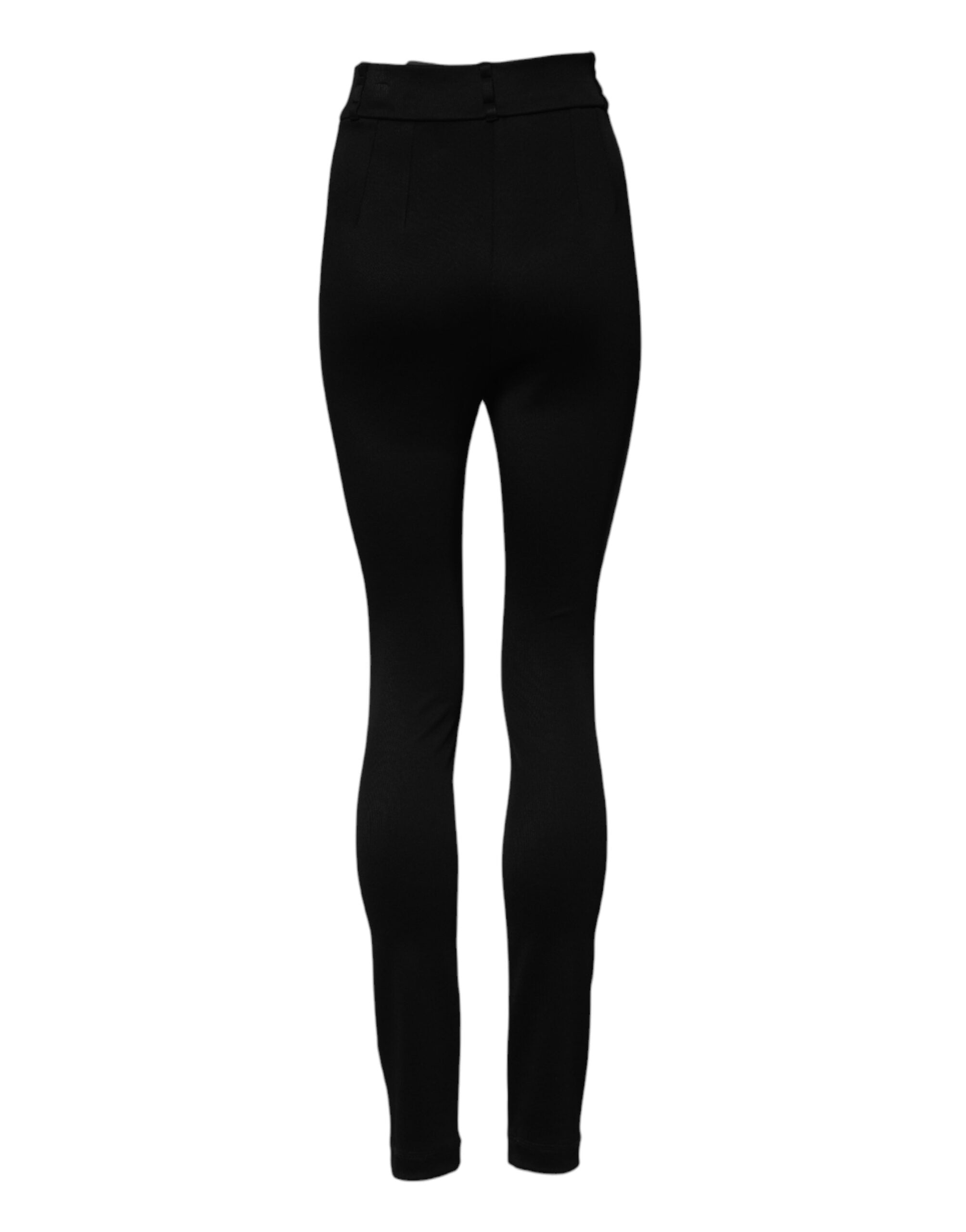 Black Nylon High Waist Skinny Leggings Pants