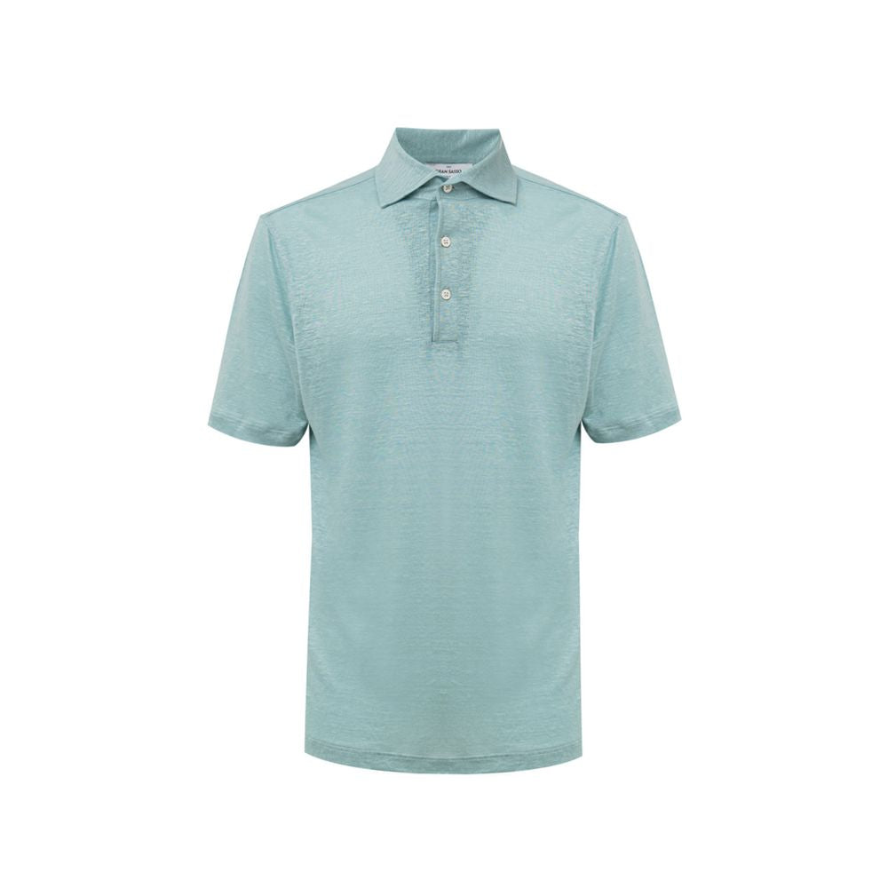 Blue Linen Polo Shirt