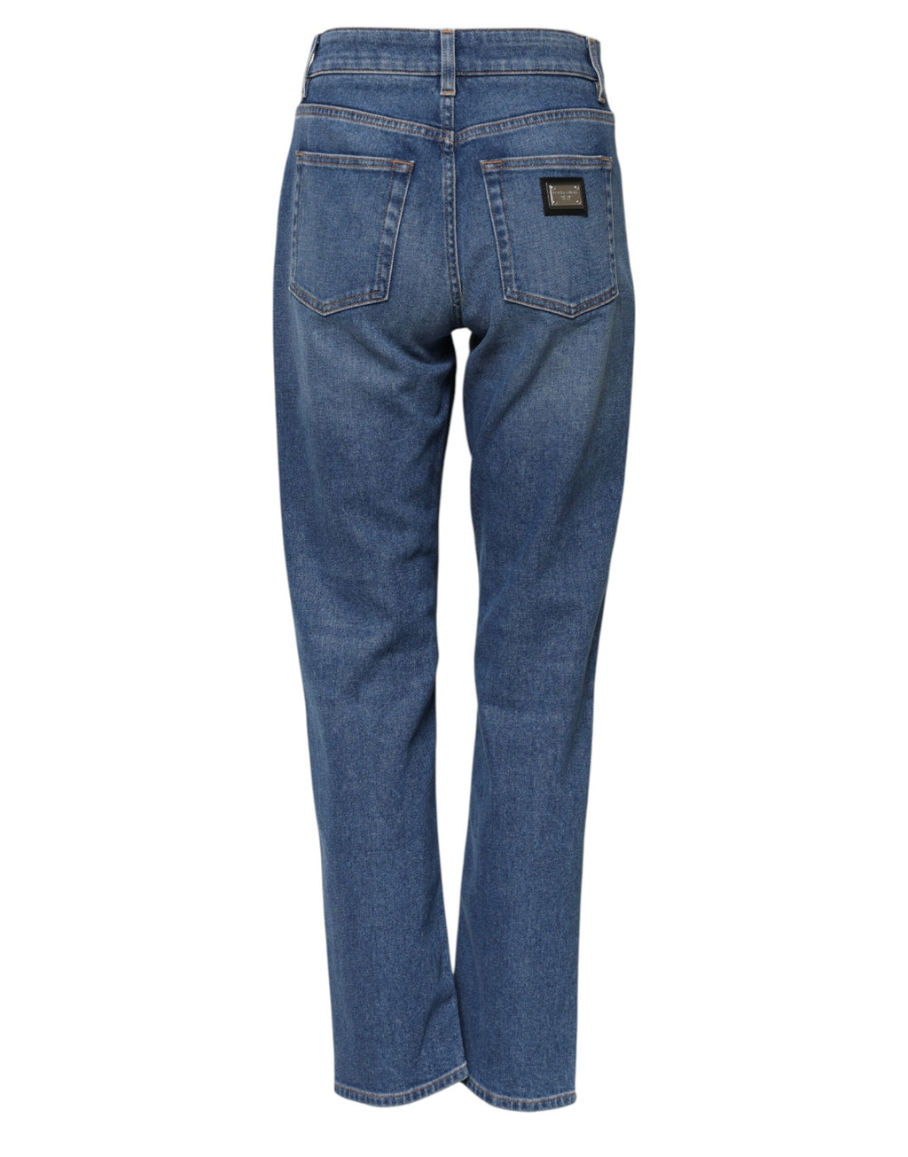 Blue Cotton High Waist Tapered Denim Jeans