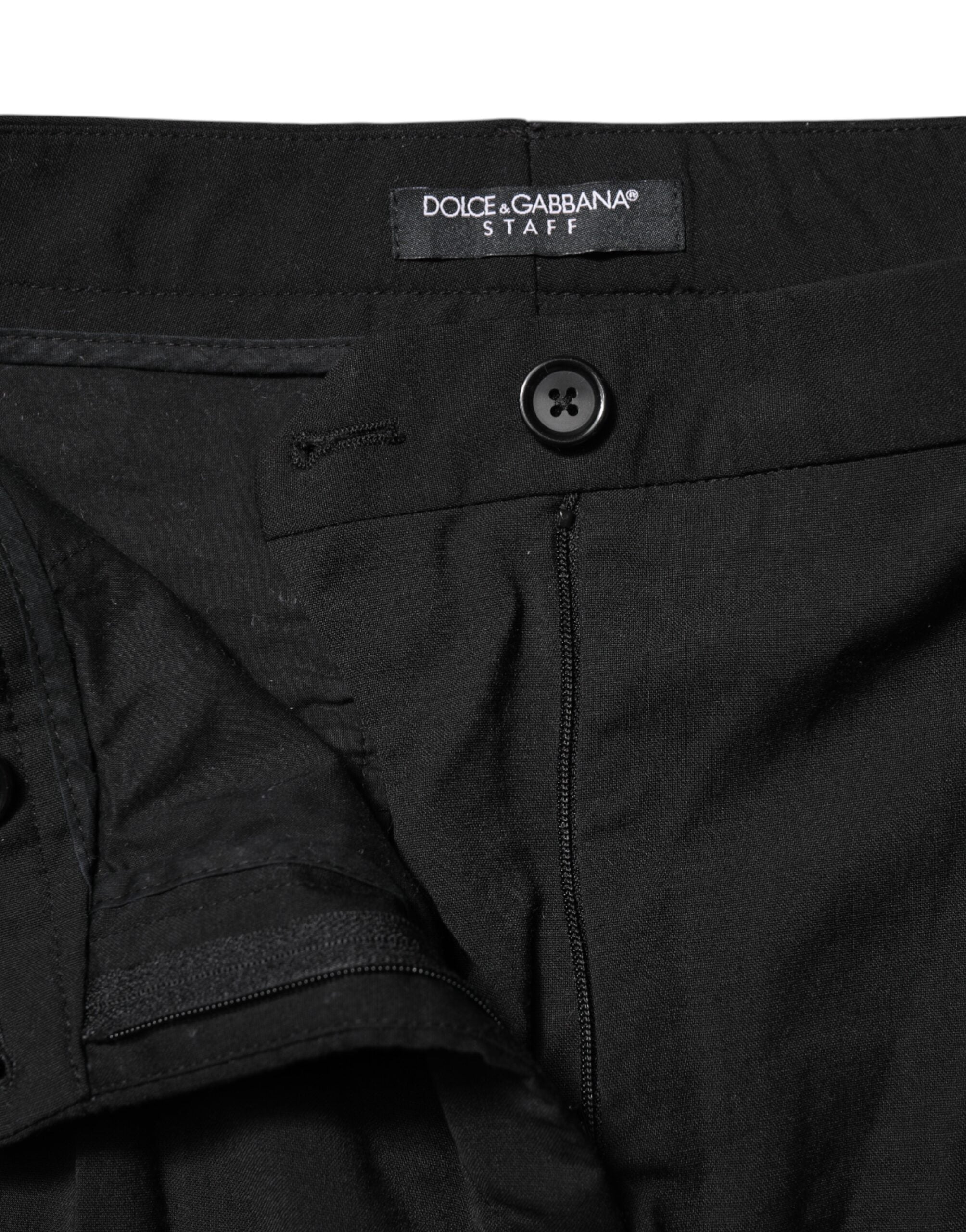 Black STAFF Mid Waist Tapered Pants
