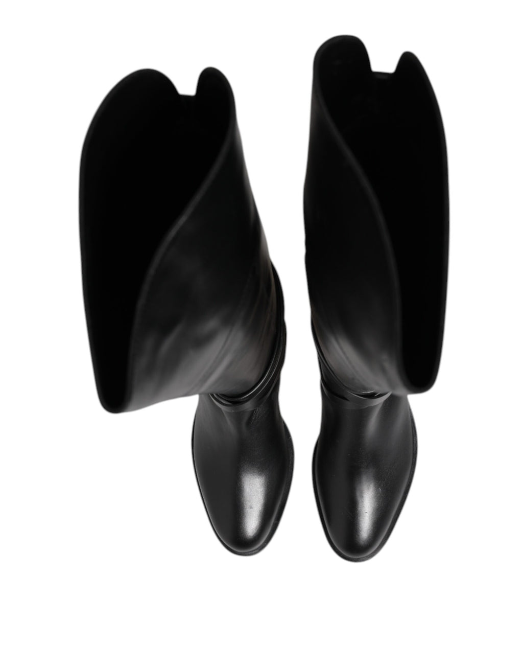 Black Leather Buckled High Boots Shoes