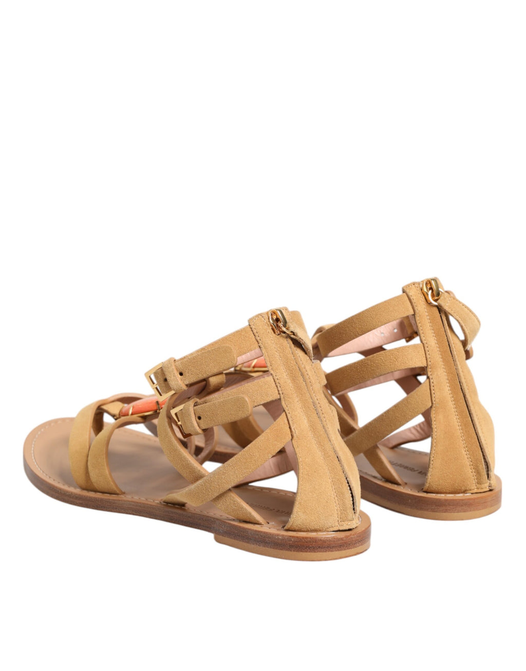 Brown Flip Flops Zipper Ankle Strap Shoes