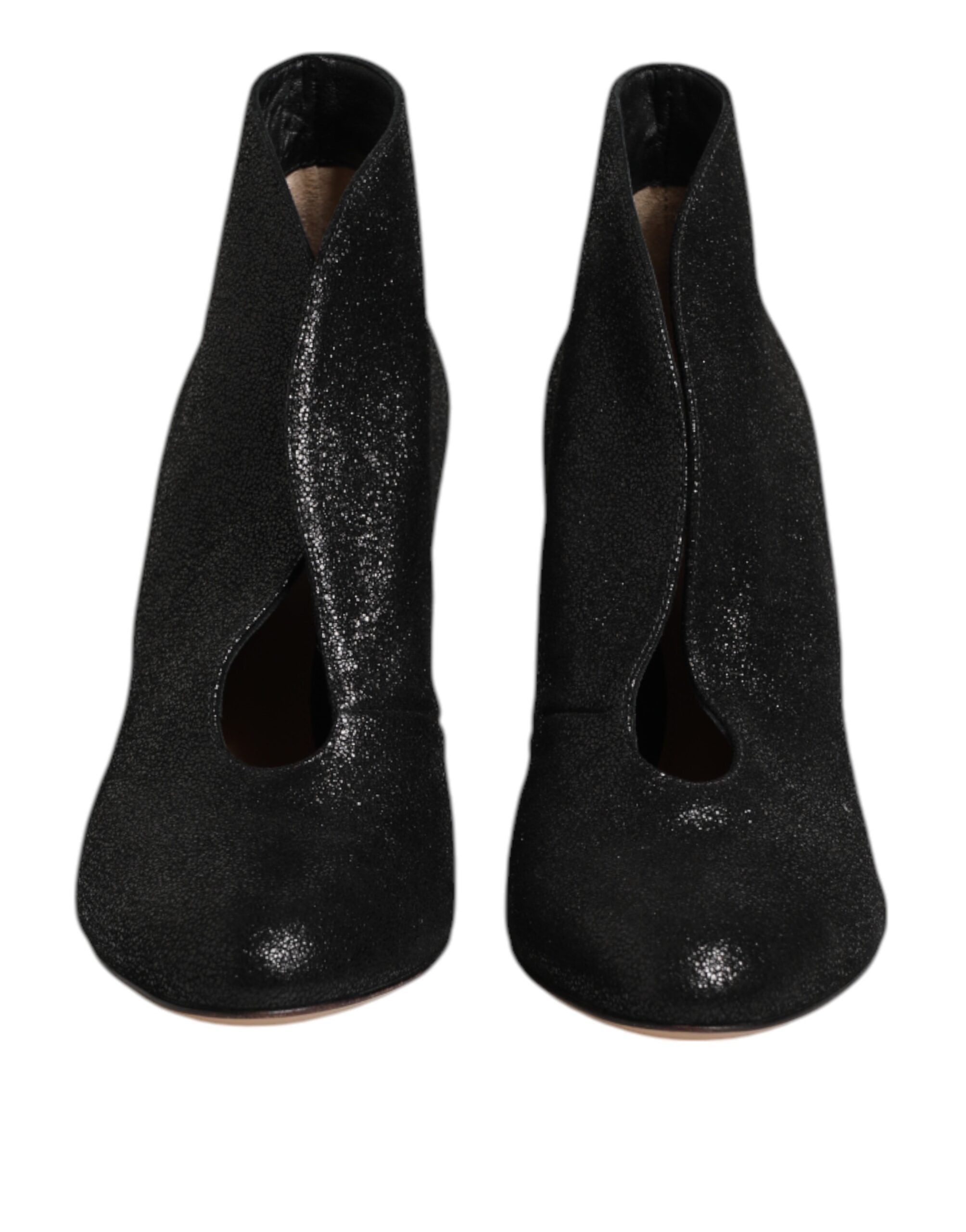 Metallic Black Pump Stiletto Heels Shoes