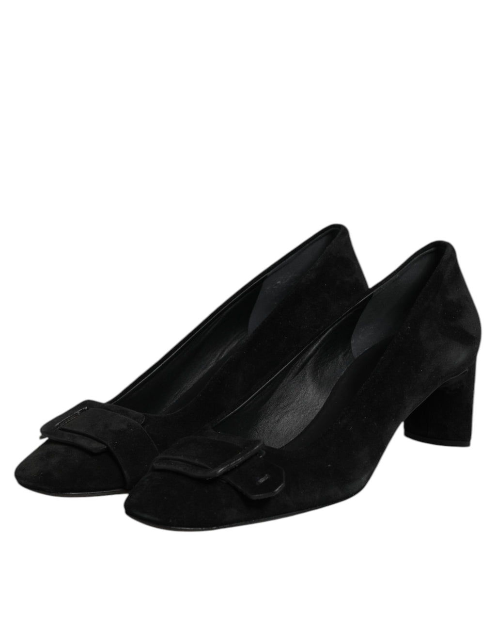 Black Suede Leather Slip On High Heels Pump Shoes