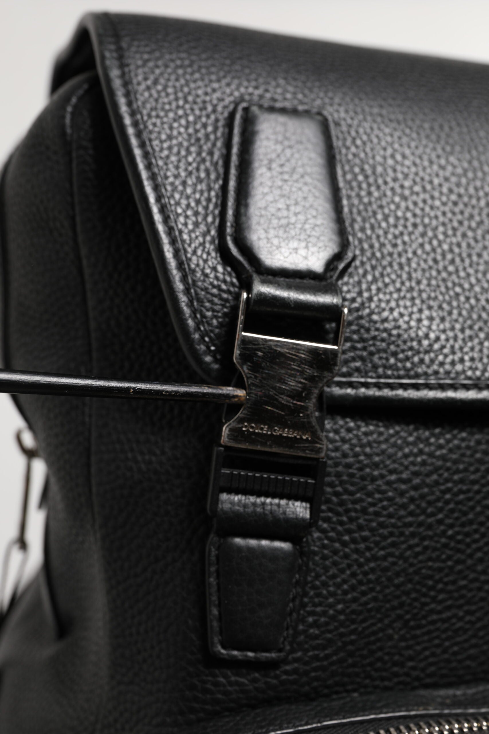 Black Palermo Backpack Hammered Calfskin Leather Bag