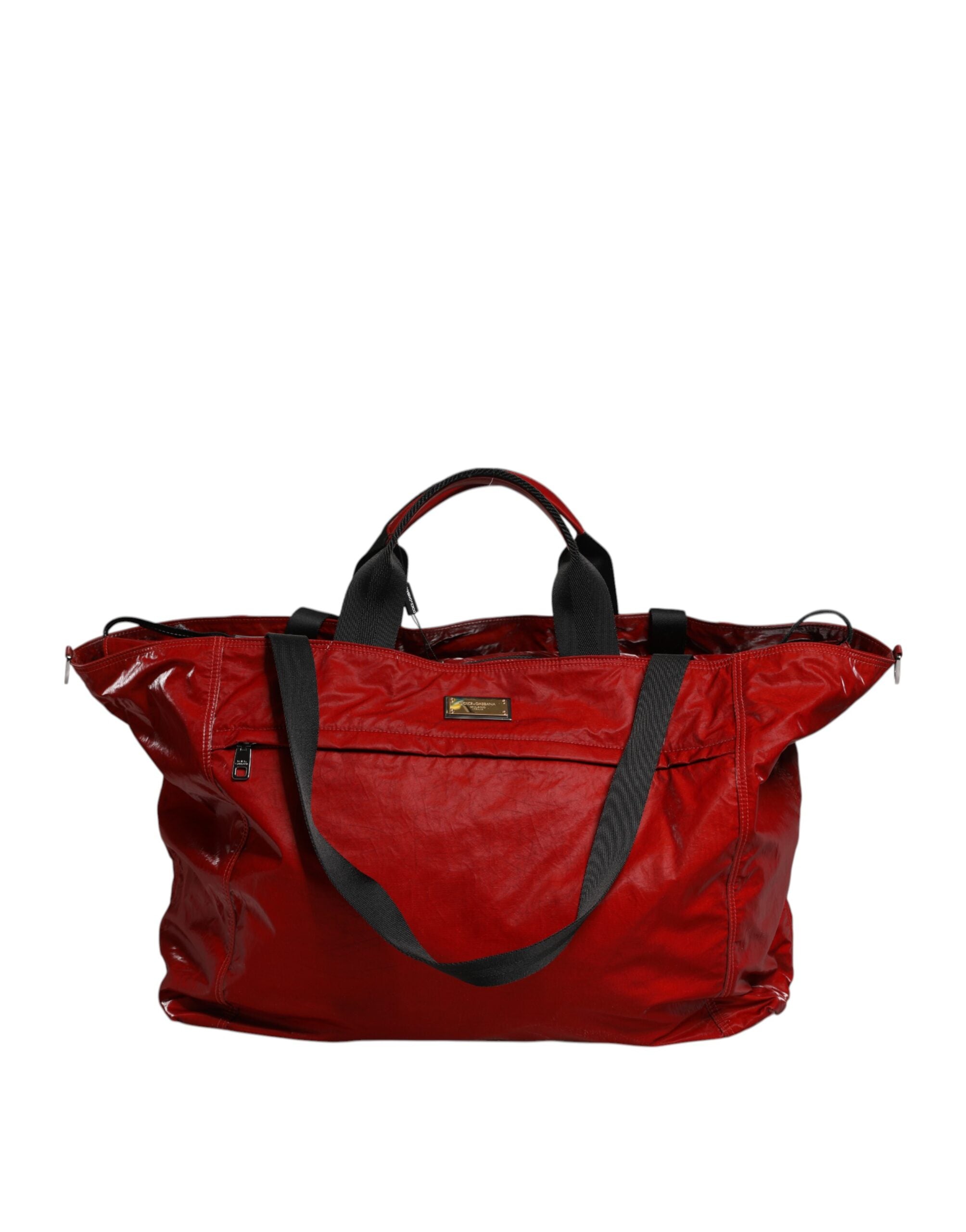 Red Nylon Hand Shoulder Duffel Travel Bag