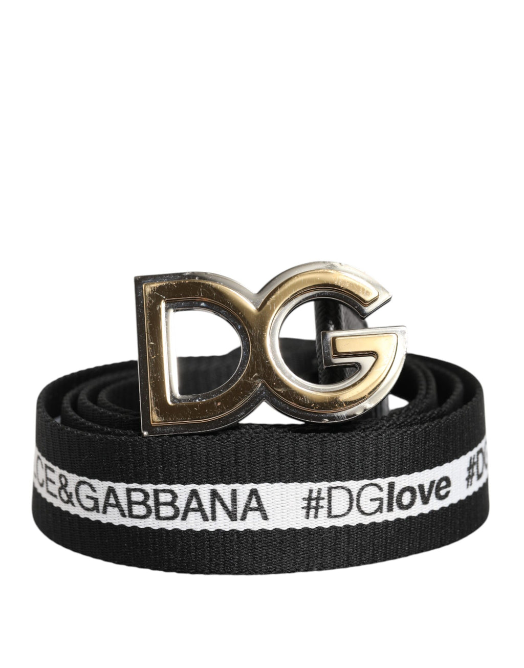 Black Cotton Gold Tone Metal DG Buckle Belt